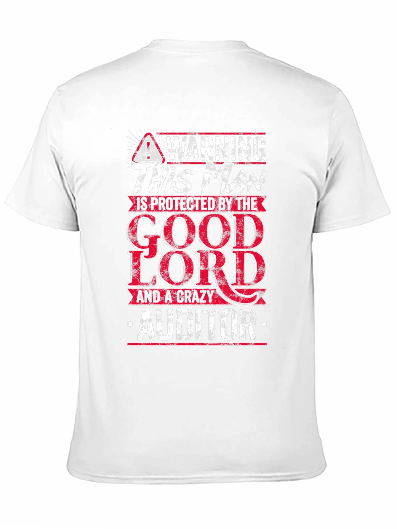 Black Warning Protected by Good Lord & Crazy Auditor T-Shirt view 11