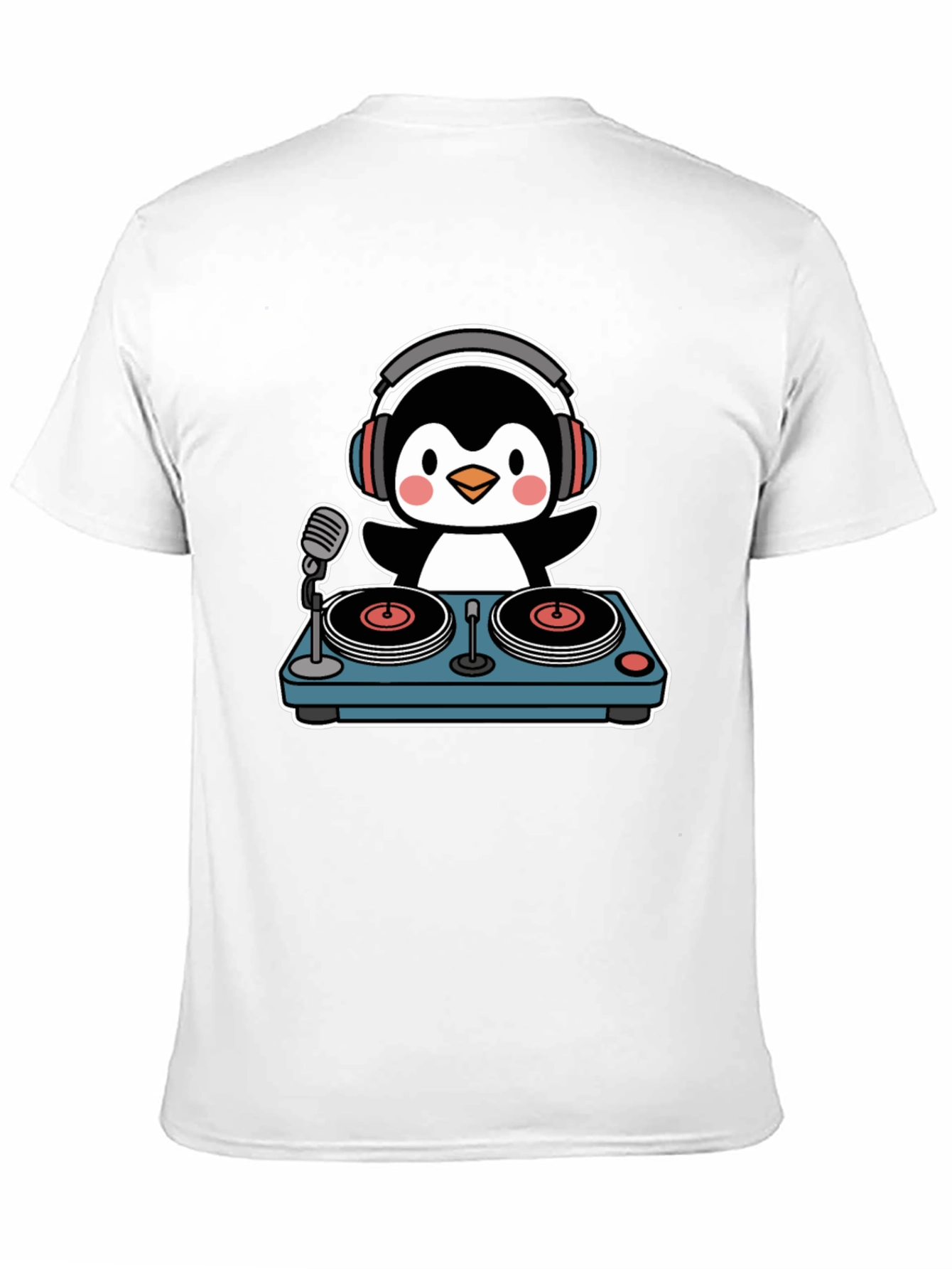 Black DJ Penguin Black T-Shirt - Music Lover's Tee view 11