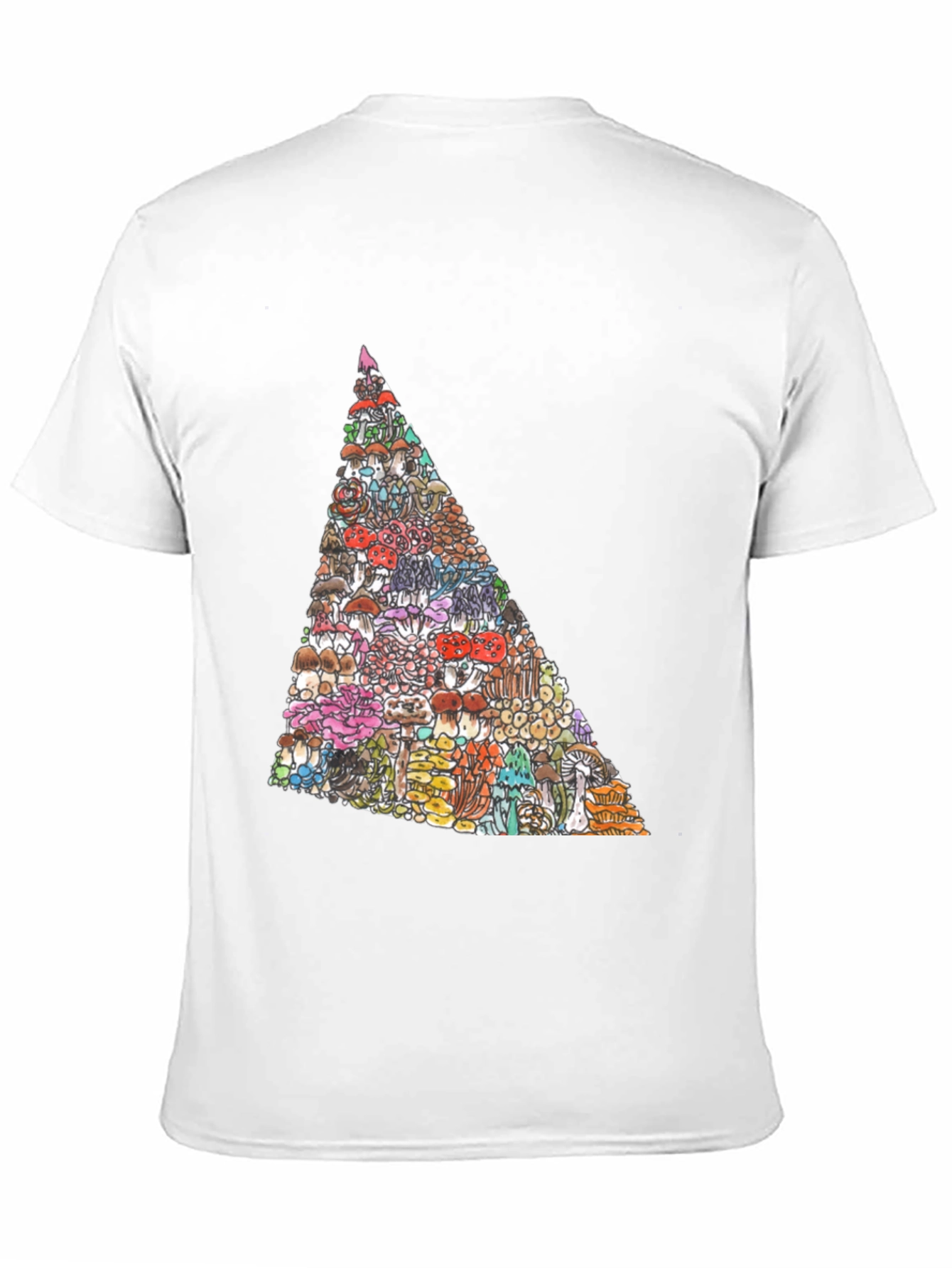 Black Funky Mushroom Triangle Graphic Black T-Shirt view 11