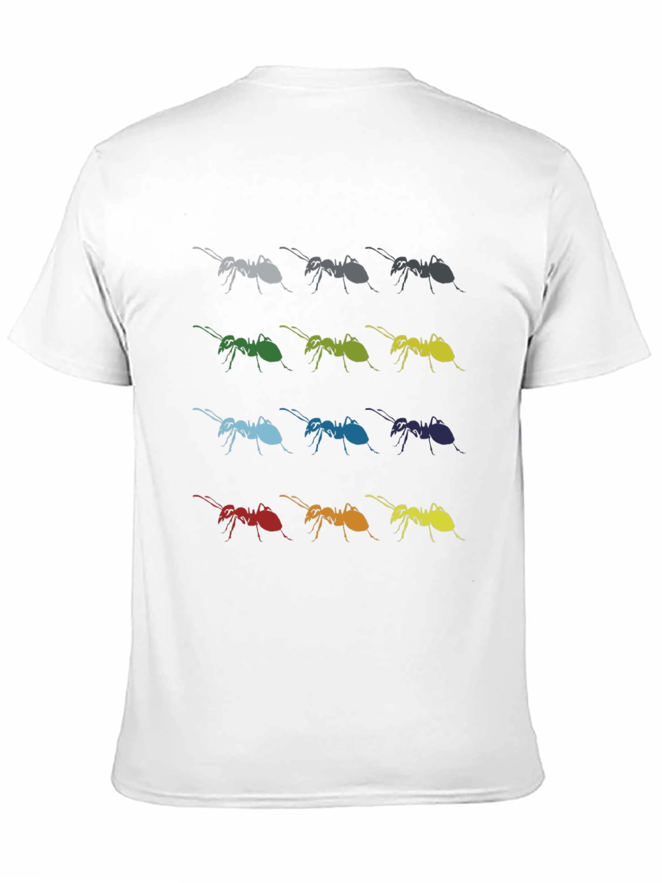 Black Colorful Ants Pattern Black T-Shirt view 11