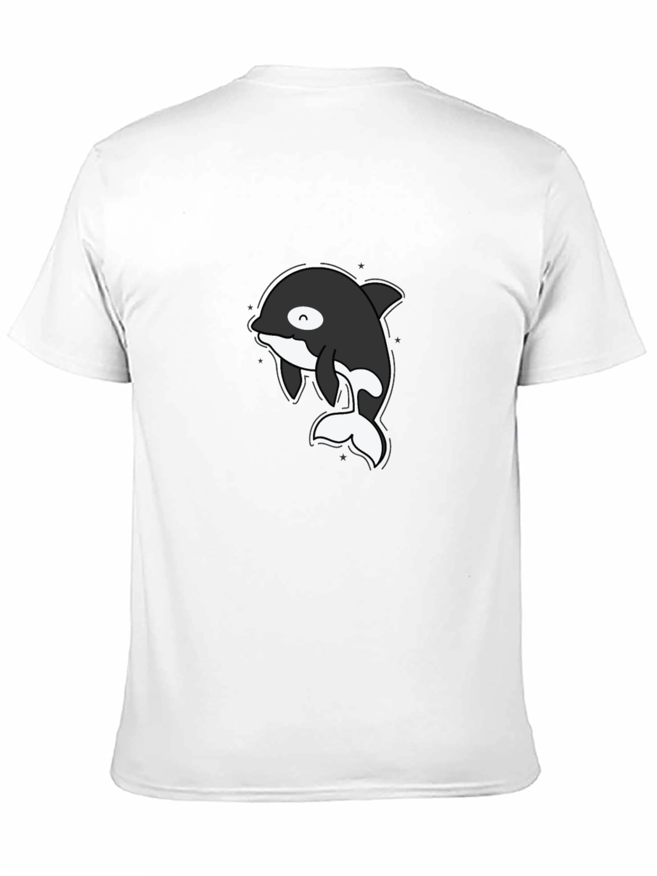 Black Cute Orca T-Shirt - Black Cotton Tee view 11