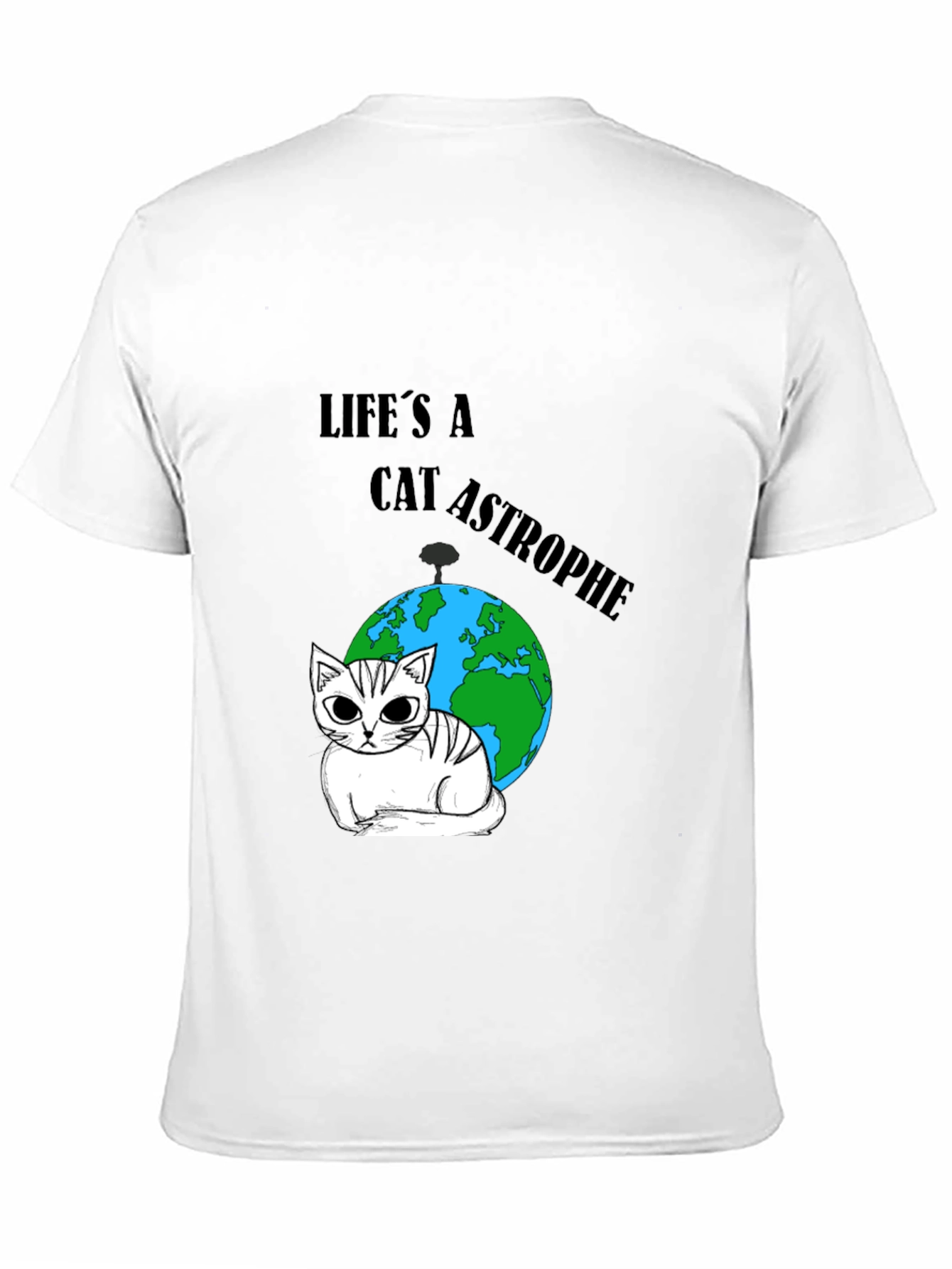 Black Catastrophe T-Shirt: Earth & Feline Humor view 11