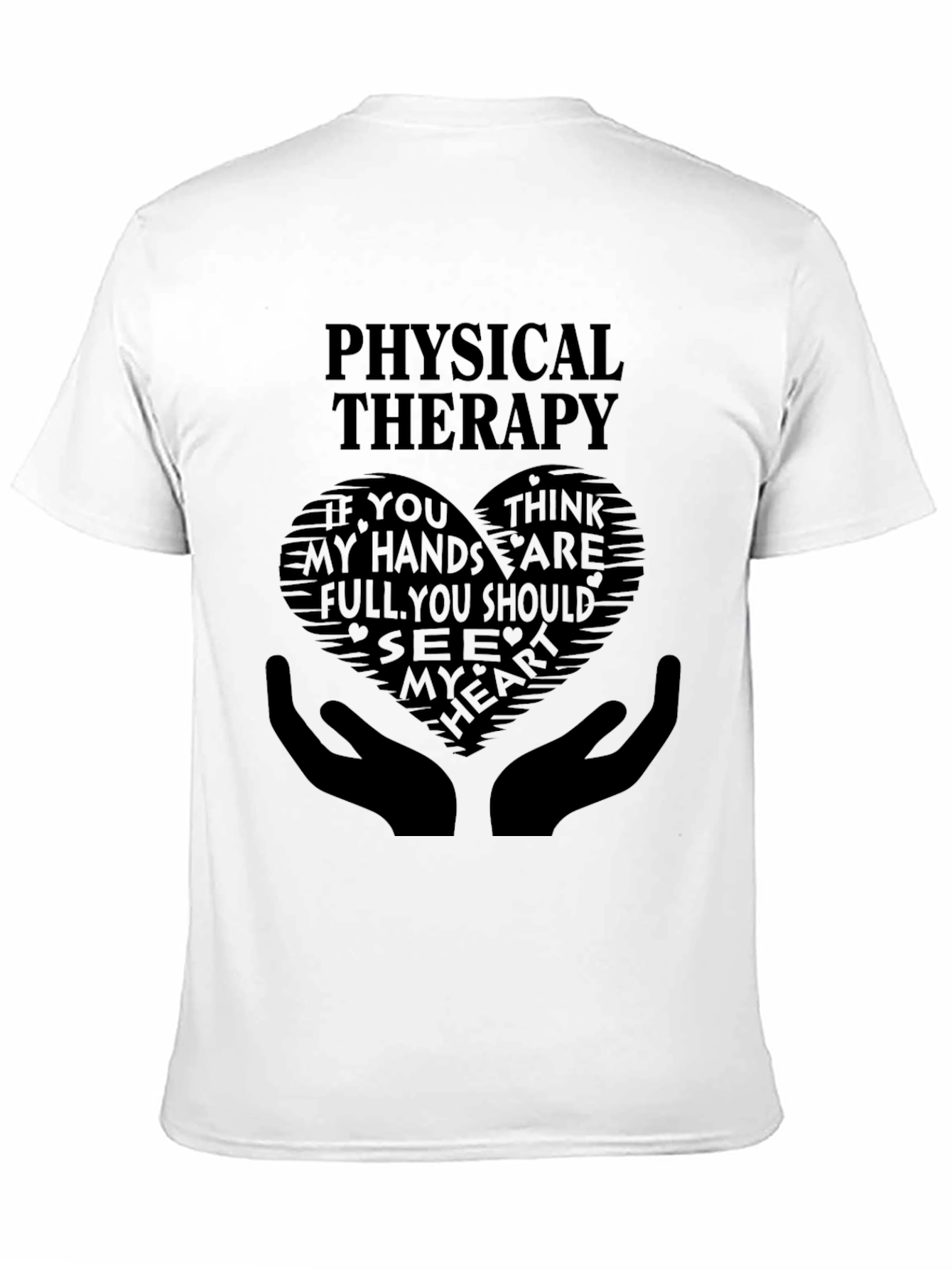 Black Physical Therapy Heart Hands Graphic T-Shirt view 11