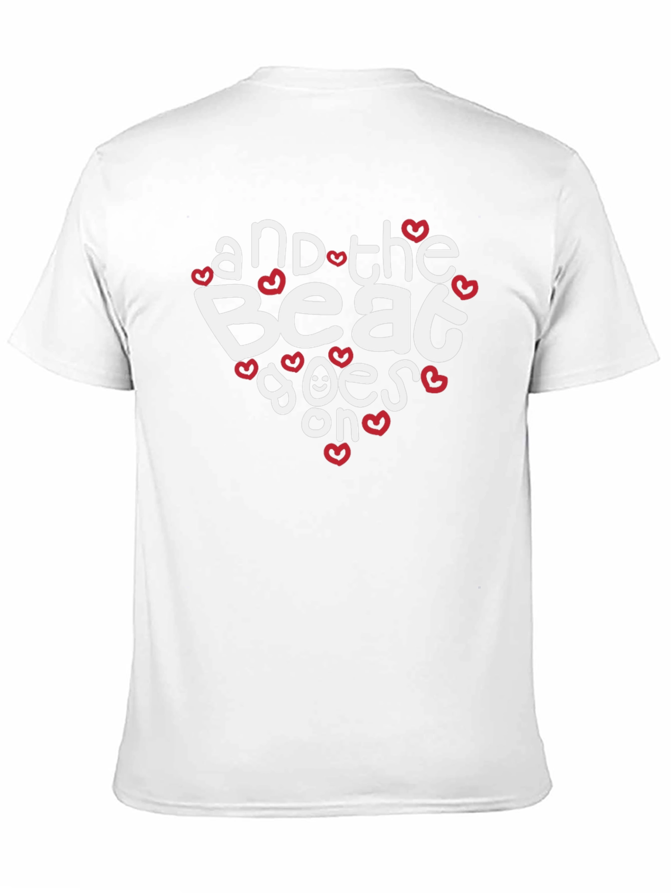 Black And The Beat Goes On T-Shirt - Stylish Heart Design view 11