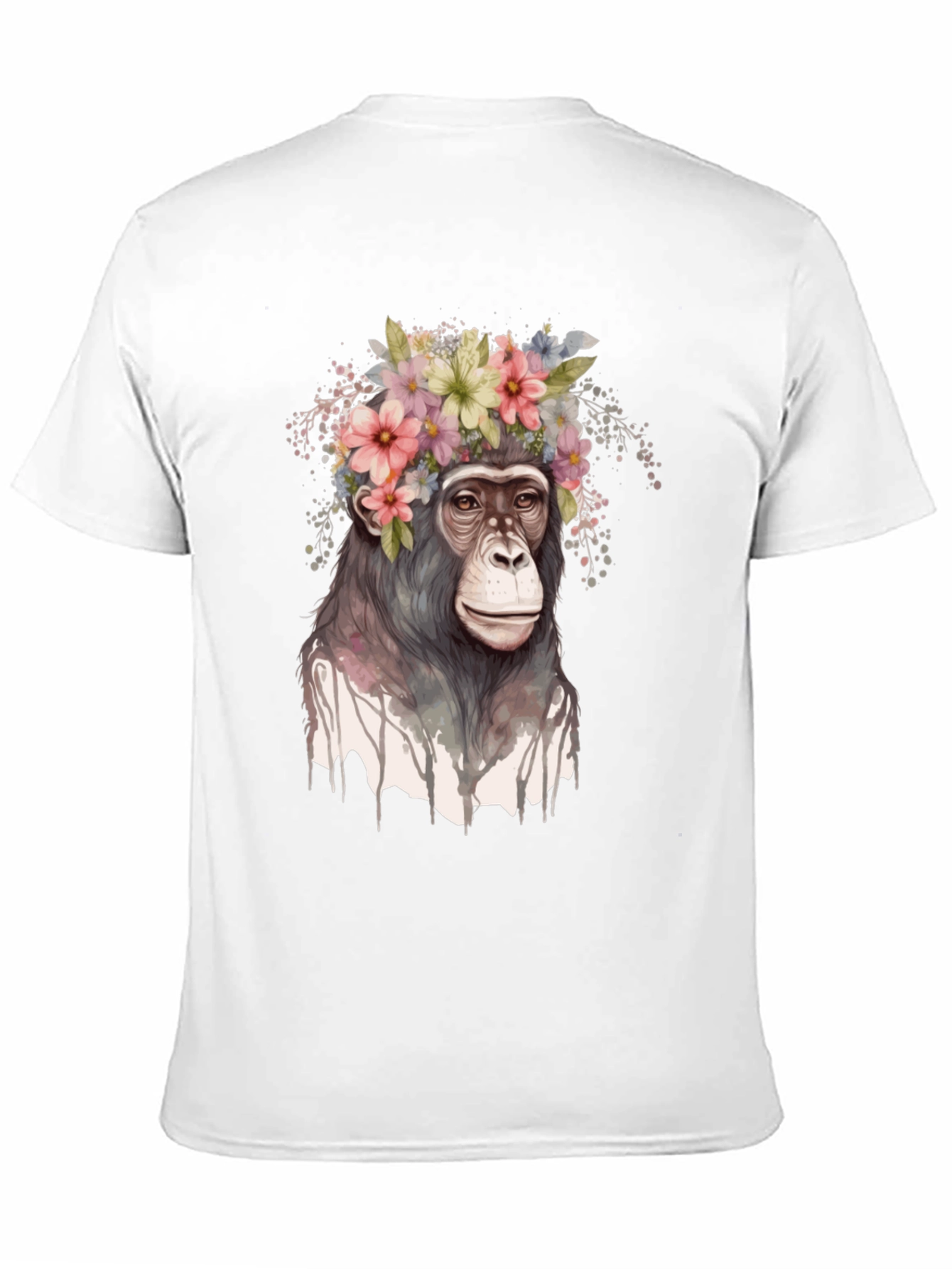 Black Floral Crown Chimp Graphic Tee view 11