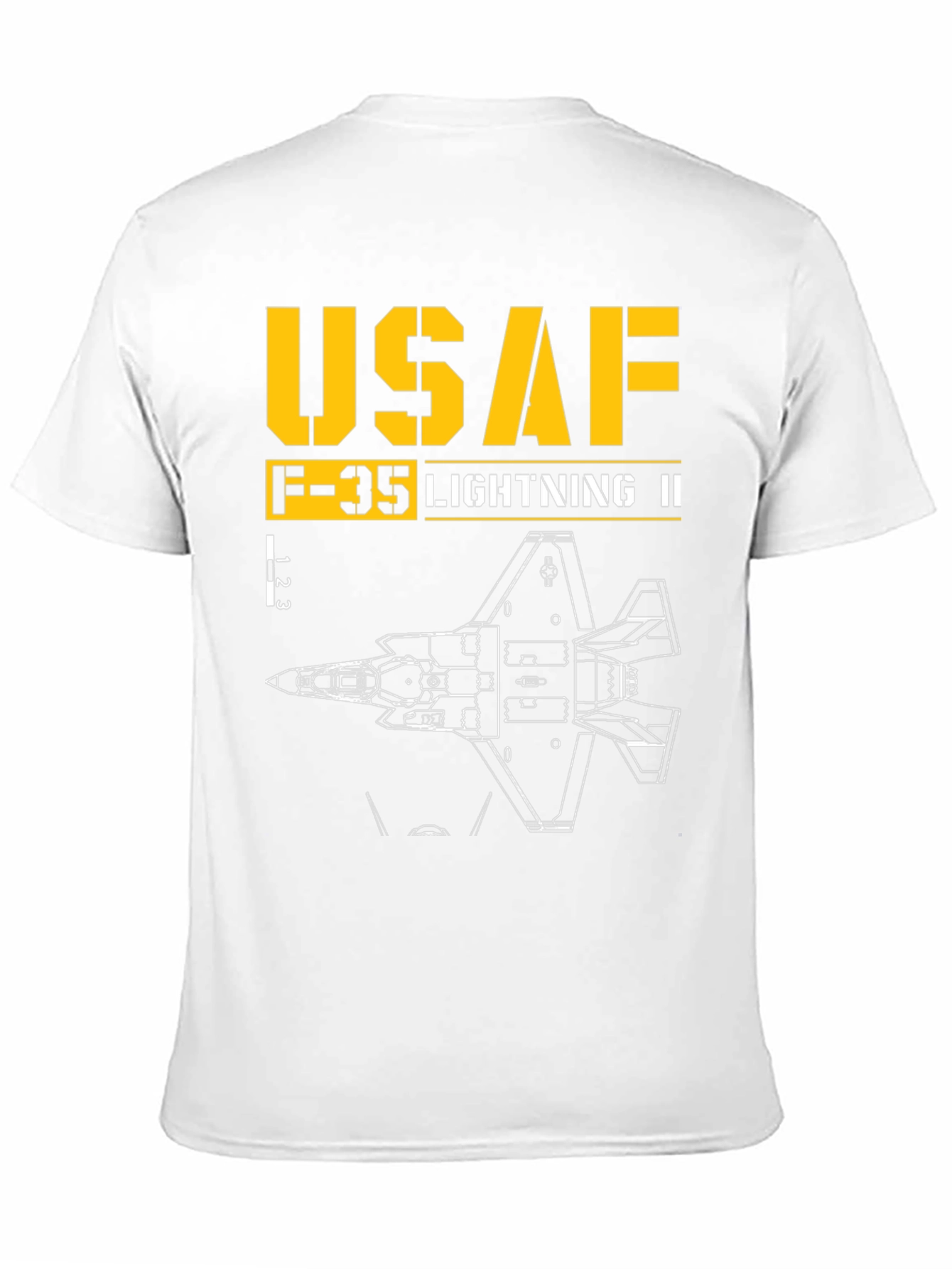 Black USAF F-35 Lightning II Blueprint T-Shirt view 11