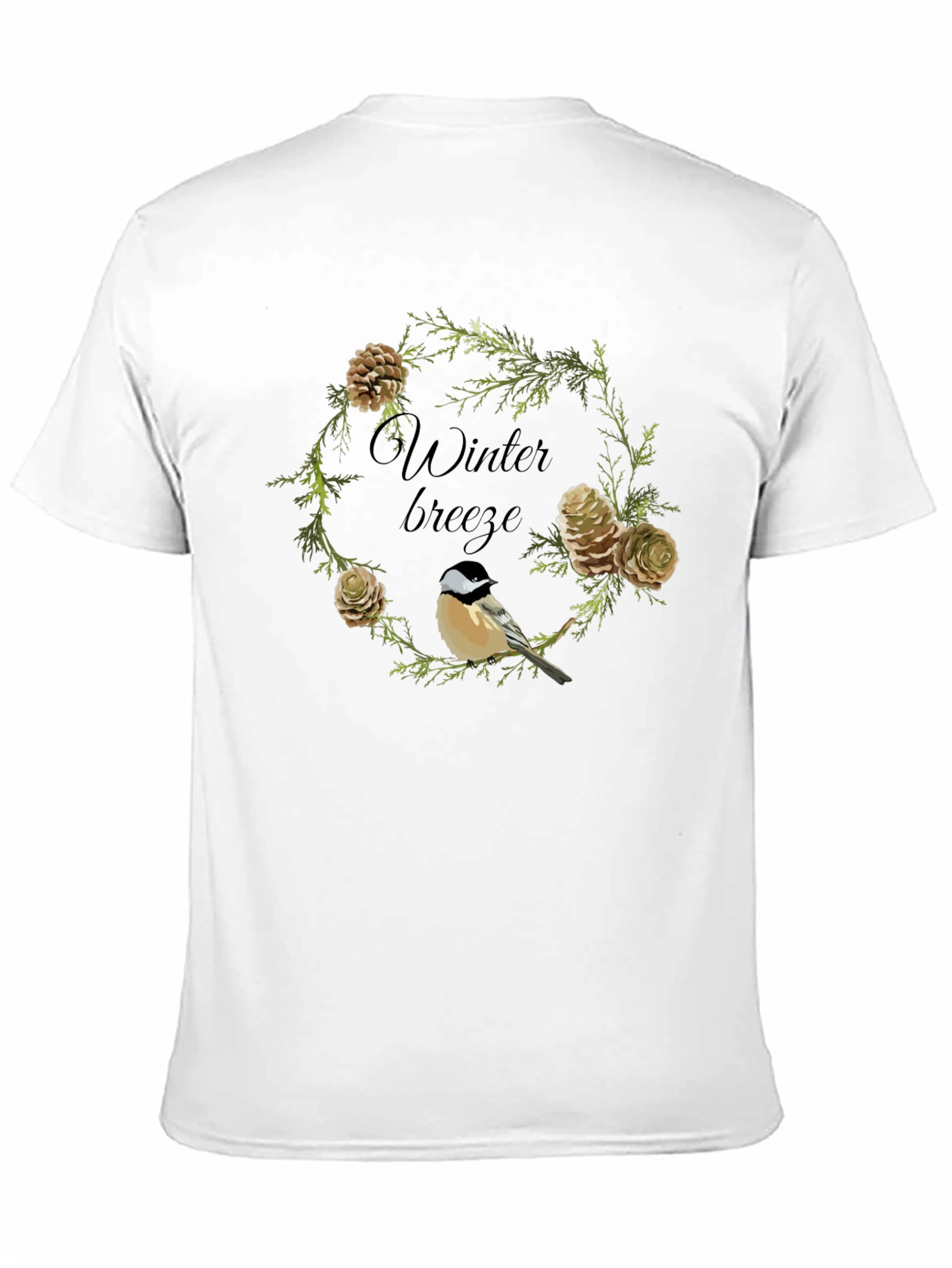 Black Winter Breeze Bird & Pine Cone Graphic Tee view 11