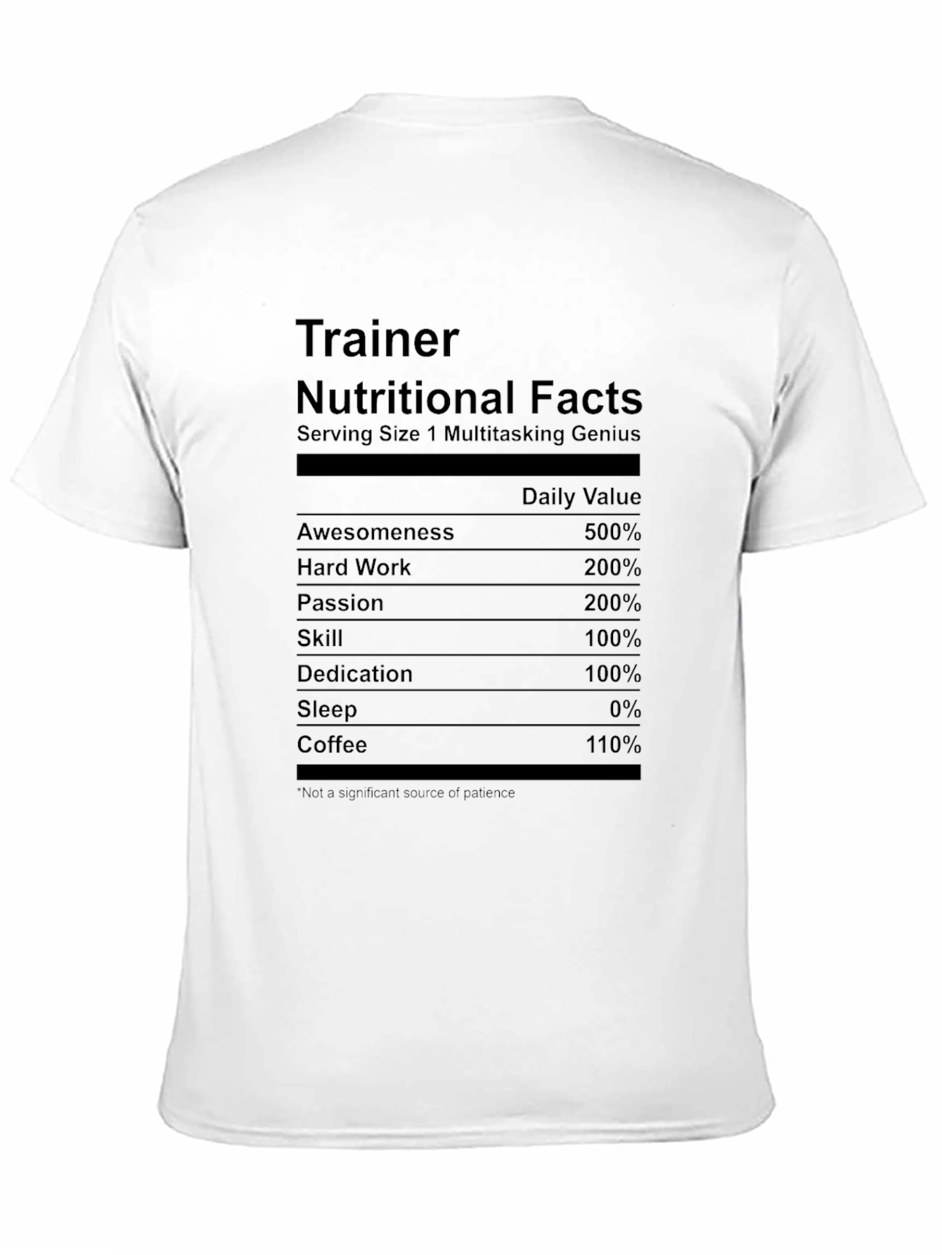 Trainer Nutritional Facts Graphic T-Shirt - 11