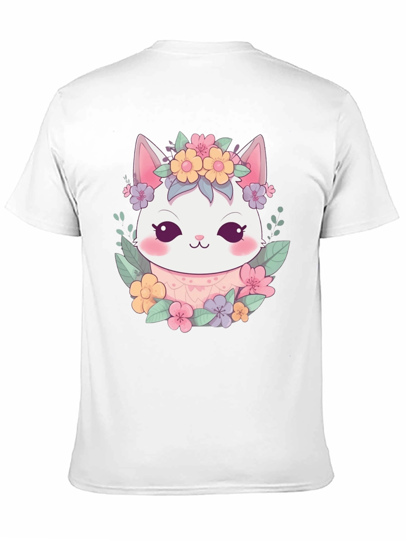 Black Cute Floral Cat Graphic T-Shirt view 11