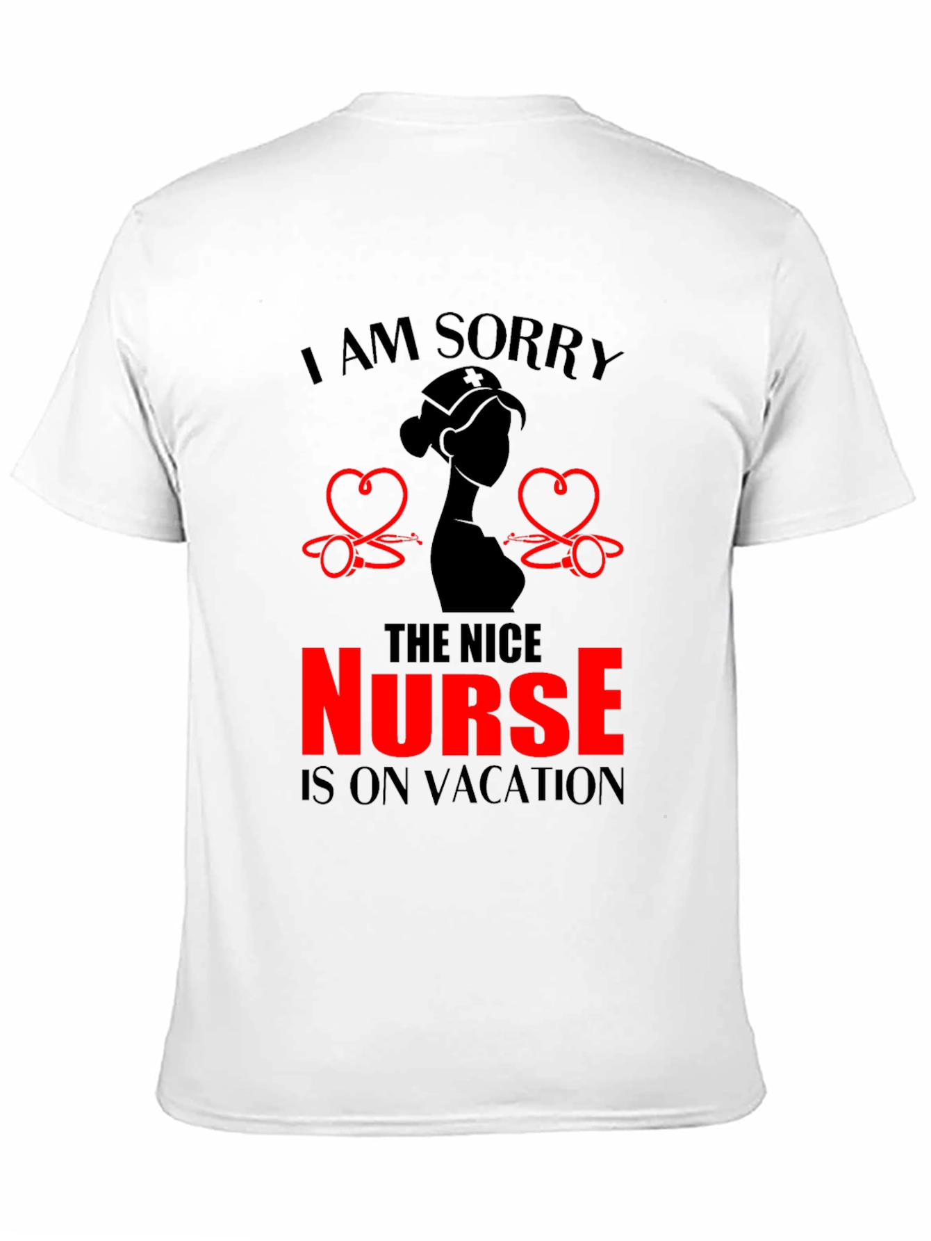 Black Funny Nurse Vacation T-Shirt - Black view 11