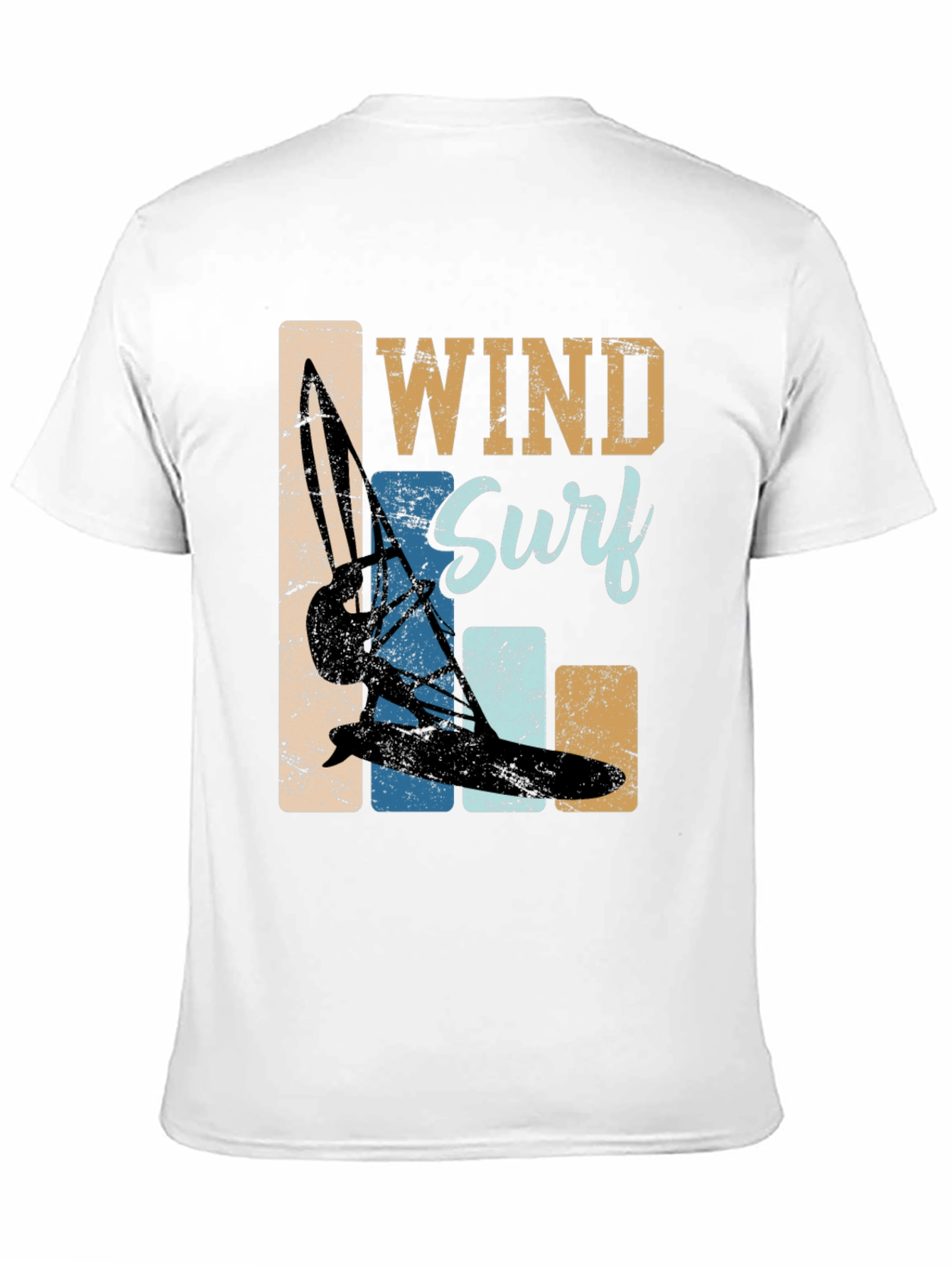 Black Wind Surf Graphic Tee - Retro Water Sports T-Shirt view 11