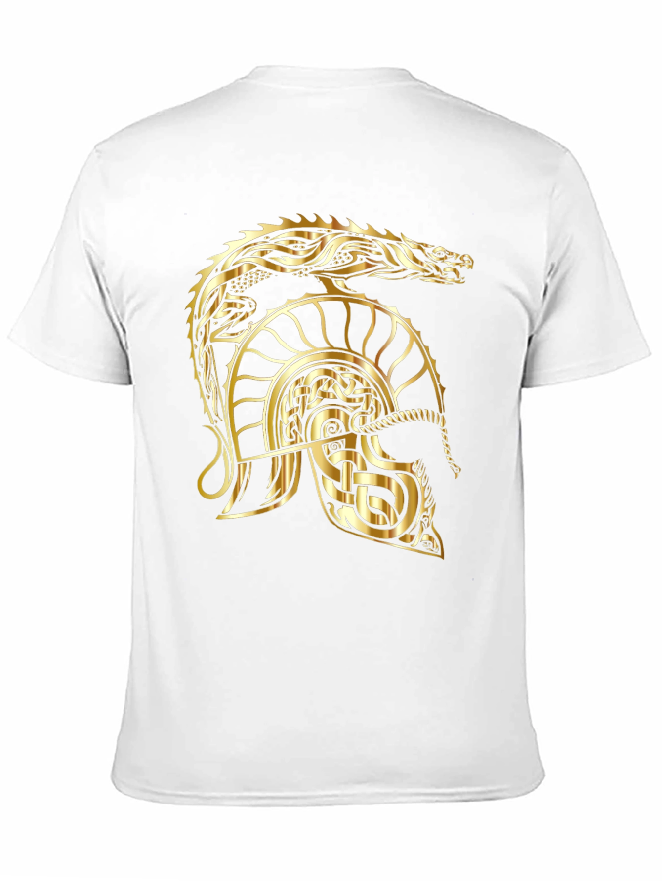 Black Gold Dragon Helmet Black T-Shirt view 11