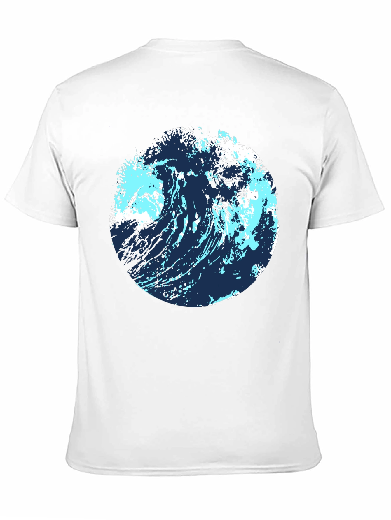 Black Abstract Wave Graphic Tee - Black Cotton Blend view 11