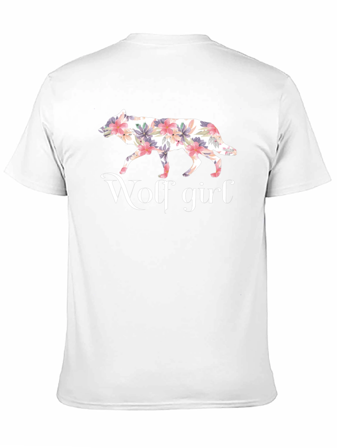 Black Floral Wolf Girl Graphic Tee - Stylish Unisex T-Shirt view 11