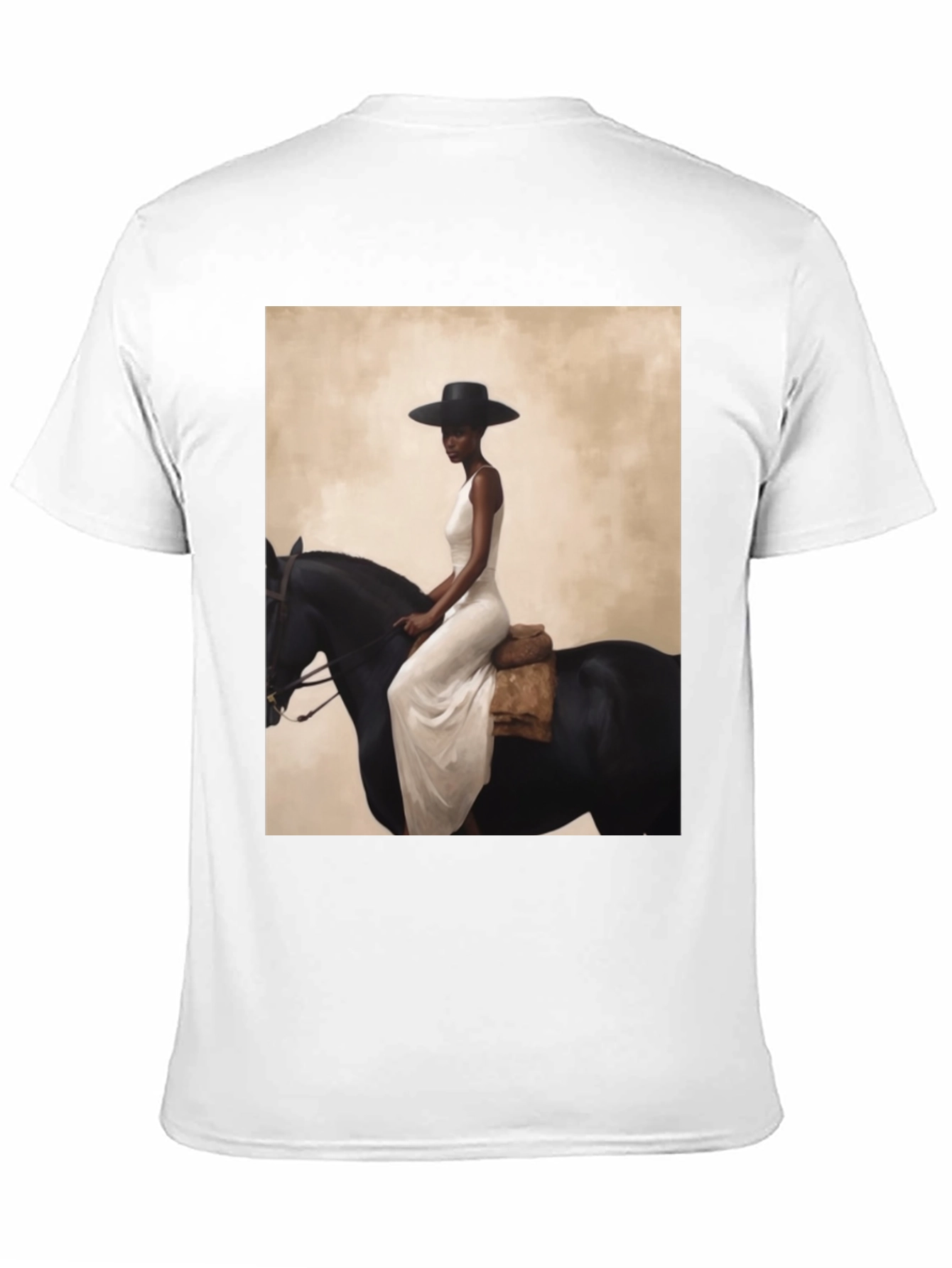 Black Elegant Woman on Horseback Graphic Tee - Black view 11