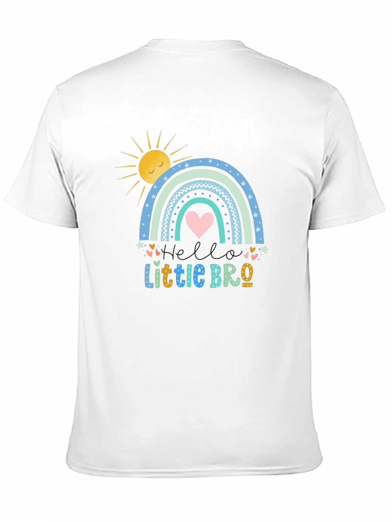 Black Hello Little Bro T-Shirt, Rainbow Design view 11