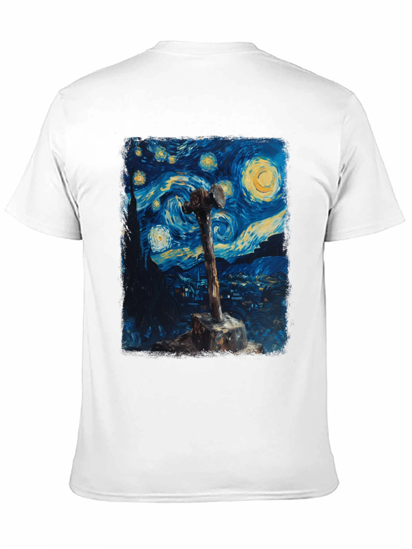 Black Starry Night Hammer Graphic Tee view 11