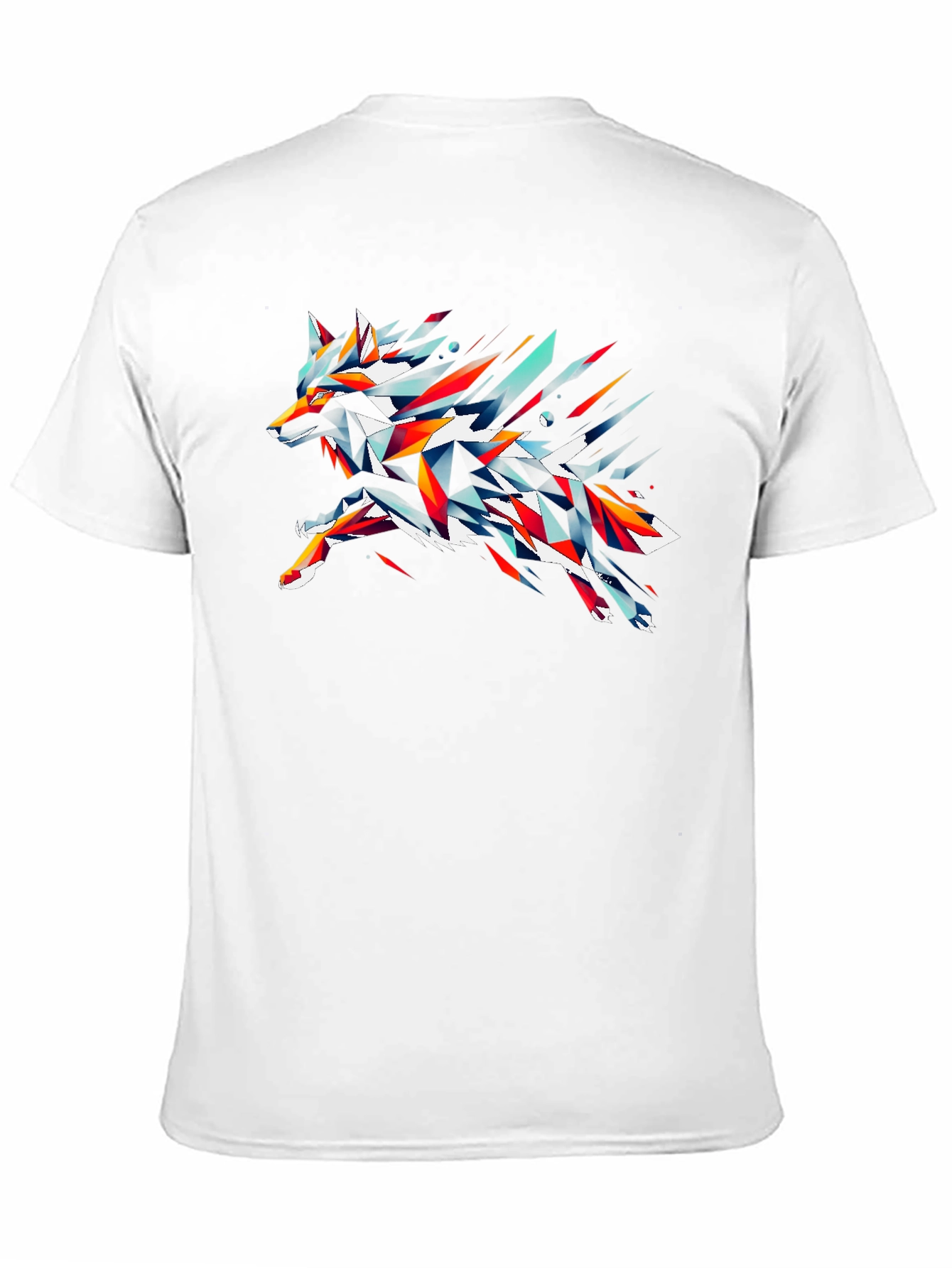 Black Abstract Geometric Wolf Graphic T-Shirt - Black view 11