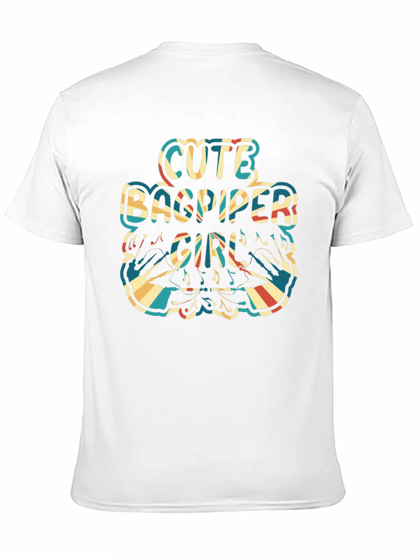 Black Cute Bagpiper Girl Retro T-Shirt view 11