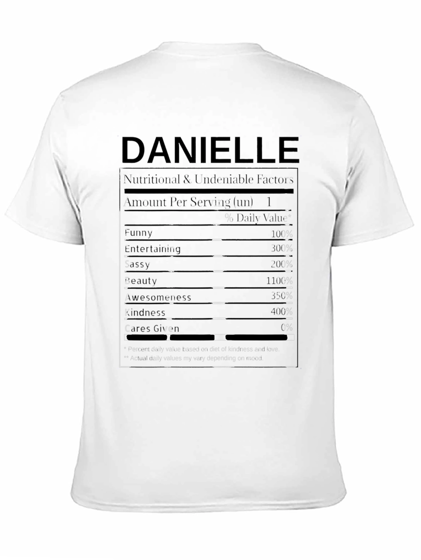 Black Danielle Nutritional Facts T-Shirt view 11