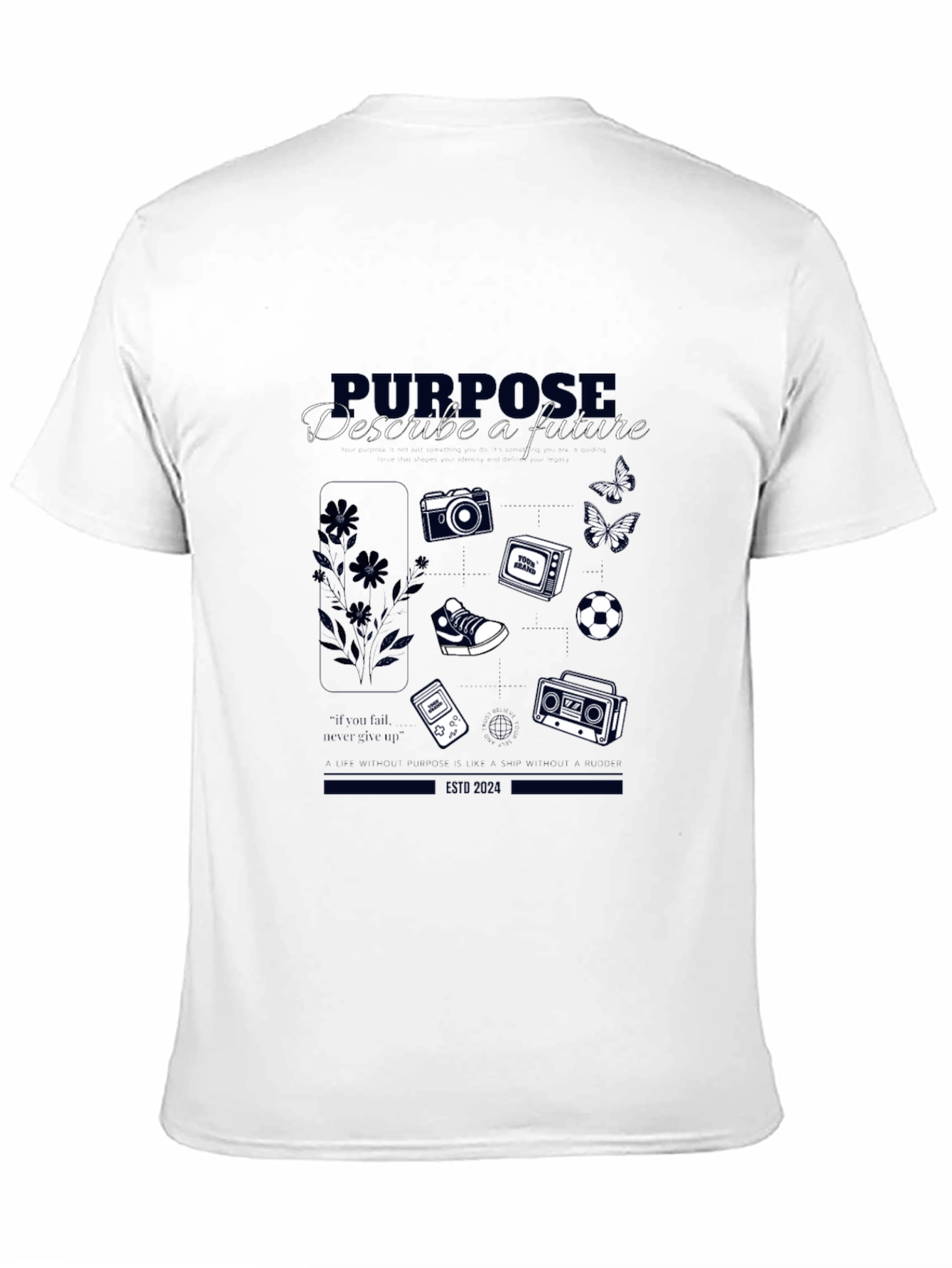 Black Purpose Future Graphic Tee - Retro Tech Design view 11