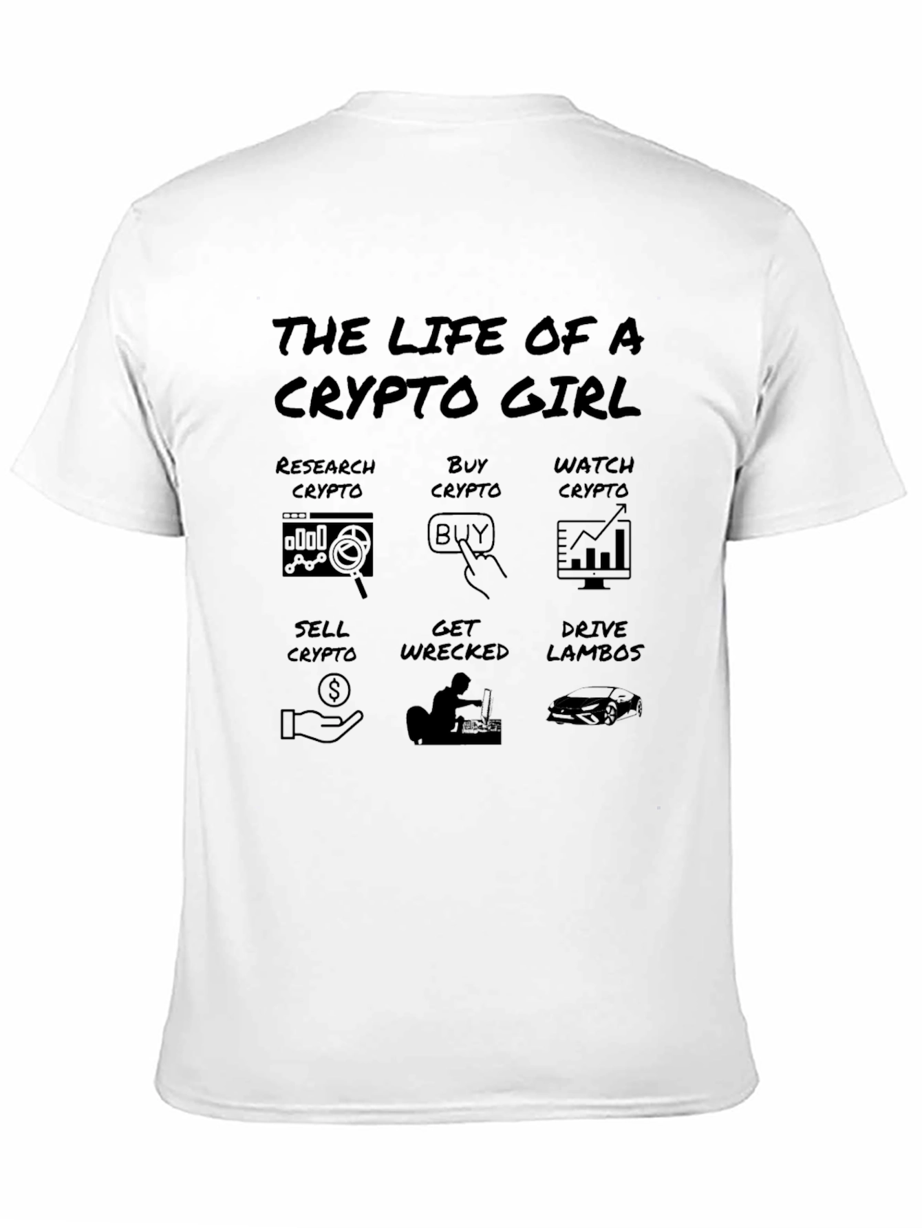 Black Crypto Girl T-Shirt - Funny Cryptocurrency Trading Tee view 11