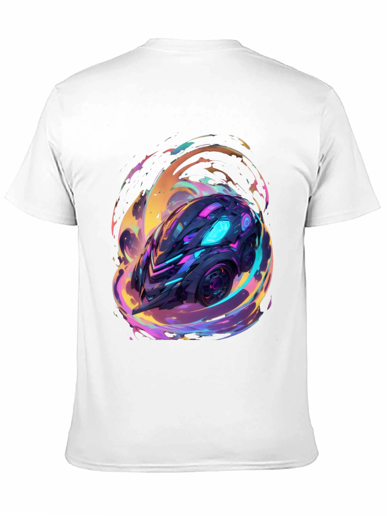 Black Futuristic Car Graphic Tee - Black Cotton Shirt view 11