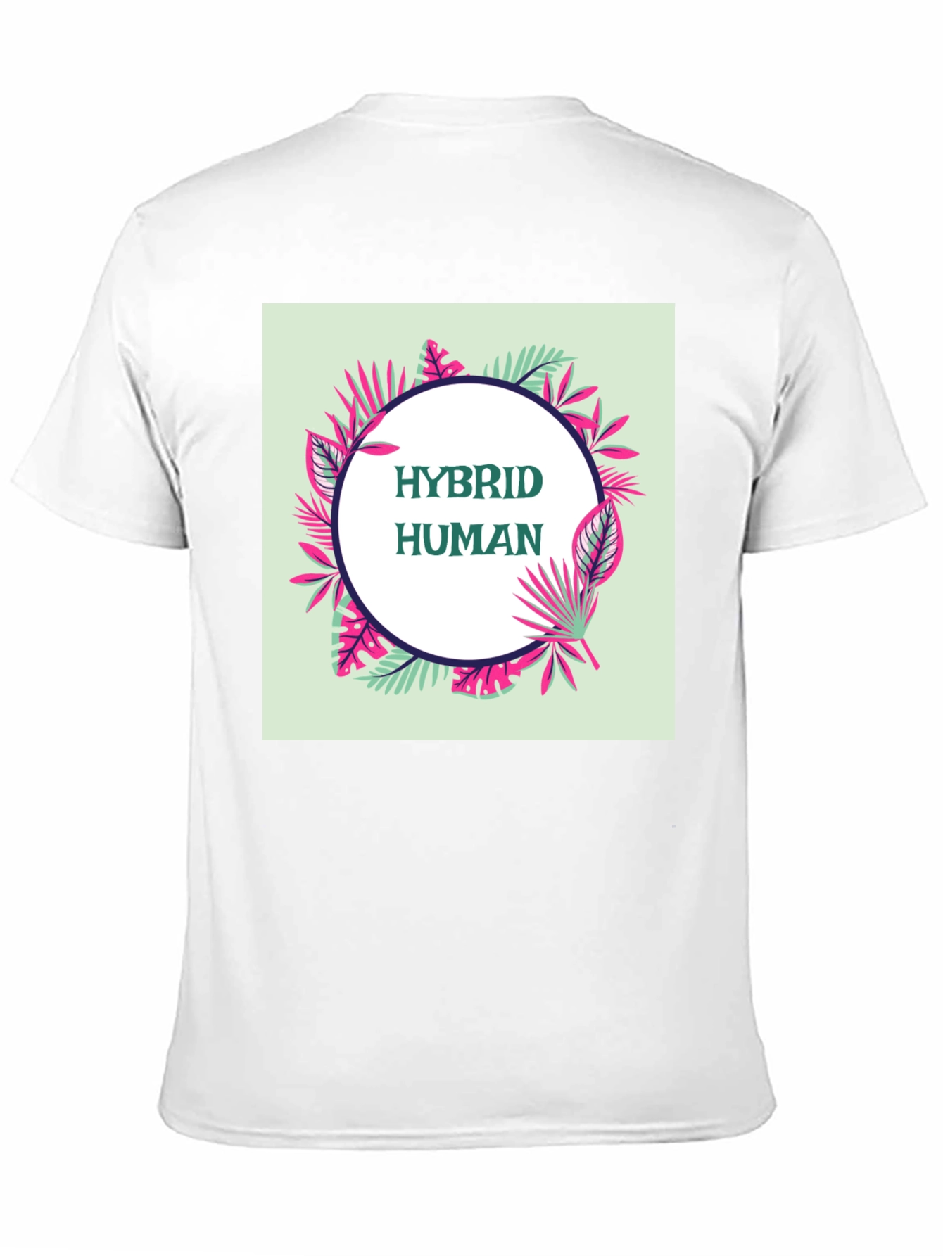 Black Hybrid Human Graphic Tee - Tropical Leaf Design view 11