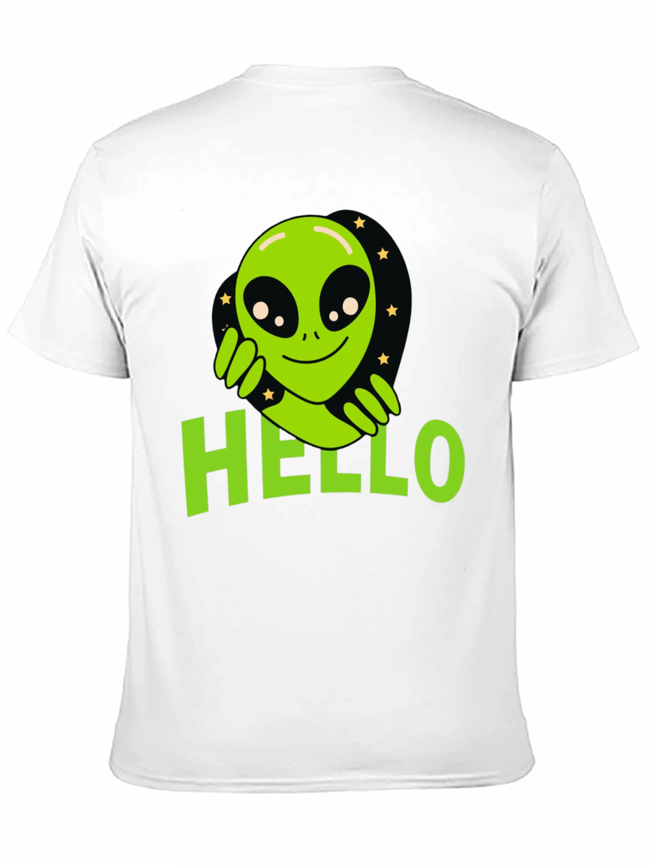 Black Alien Hello T-Shirt - Black Graphic Tee view 11