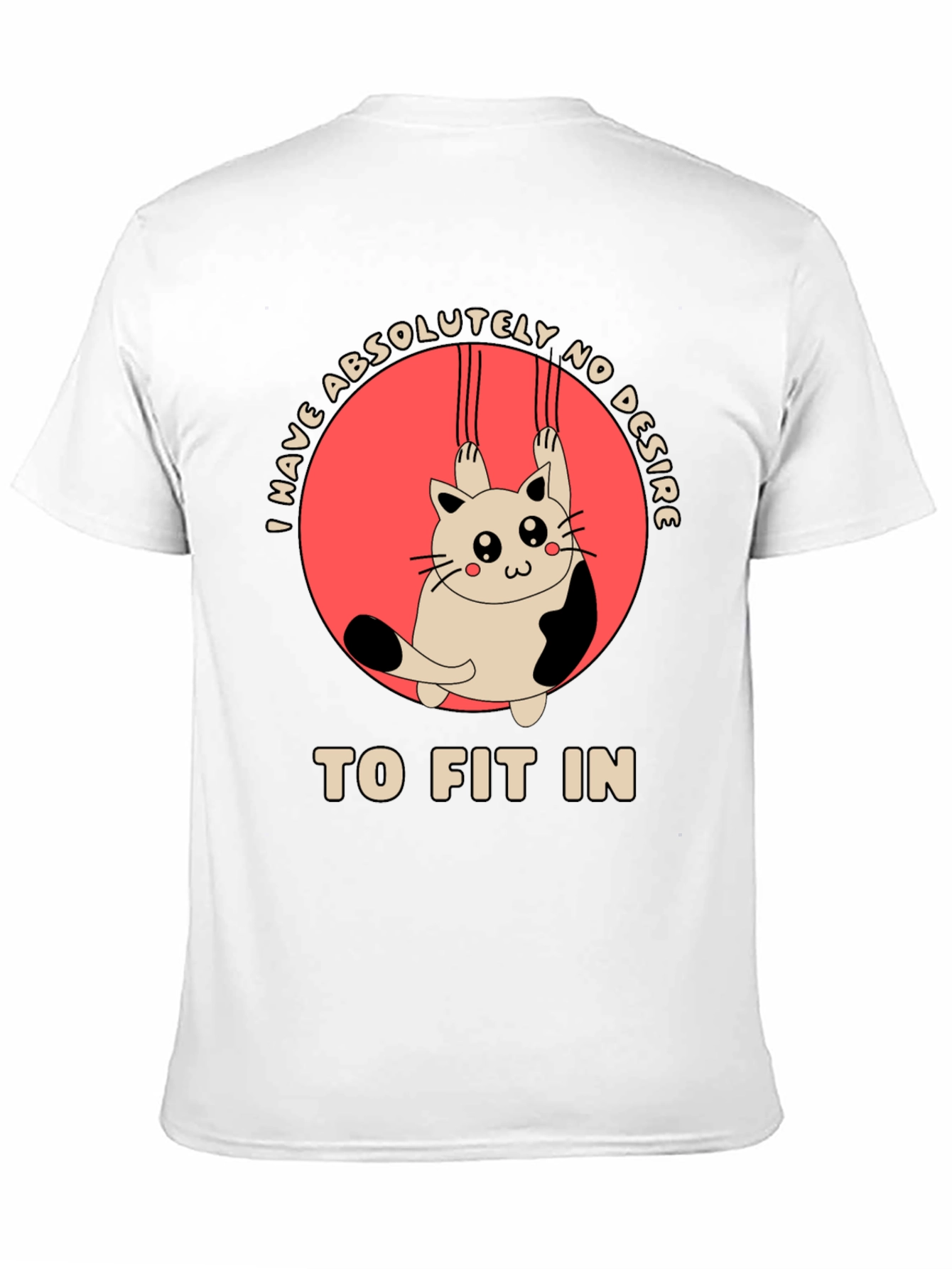 Black Unique Cat Graphic T-Shirt - No Desire to Fit In view 11