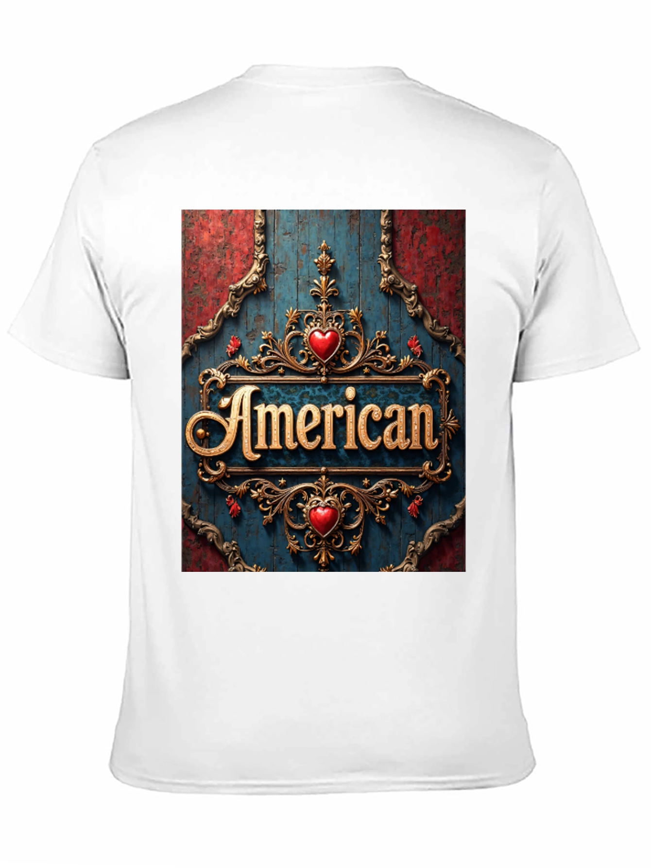 Black American Pride T-Shirt: Ornate Heart Design view 11