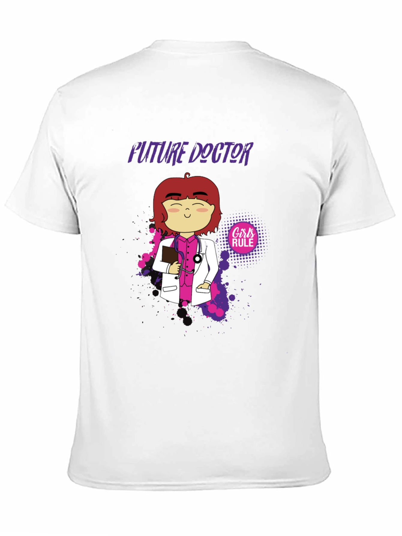 Black Future Doctor Cartoon Graphic T-Shirt view 11