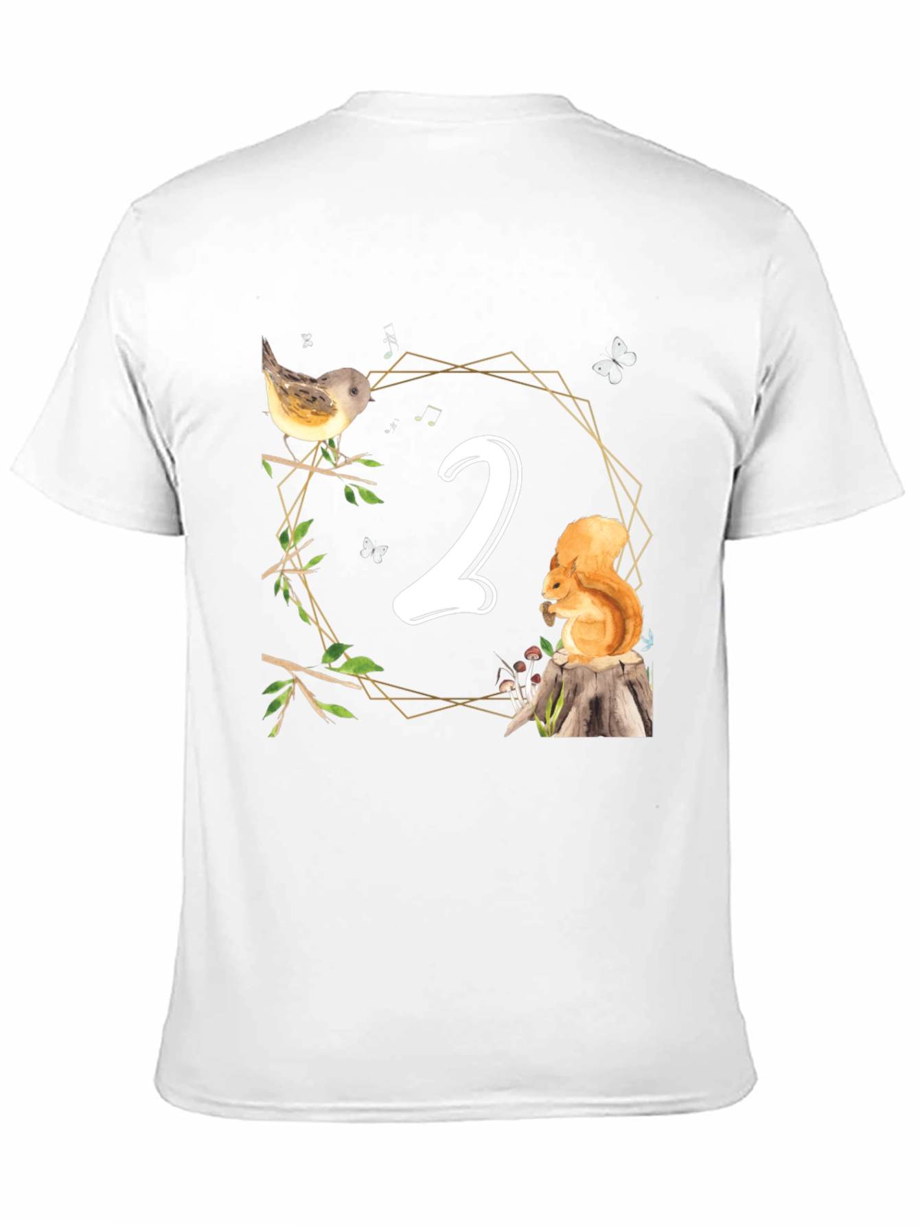Black Cute Woodland Second Birthday T-Shirt view 11