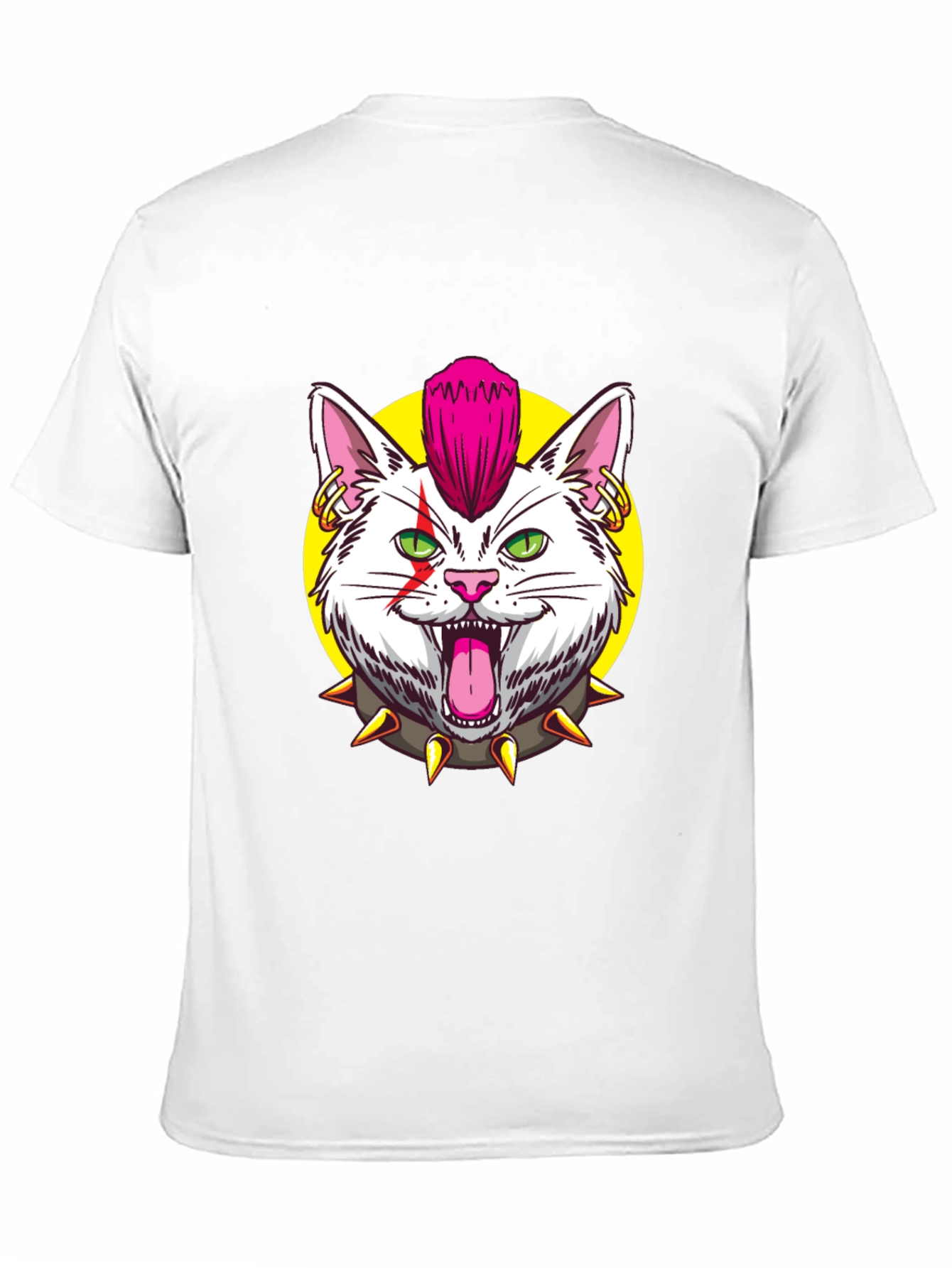 Black Punk Rock Cat Graphic Black T-Shirt view 11