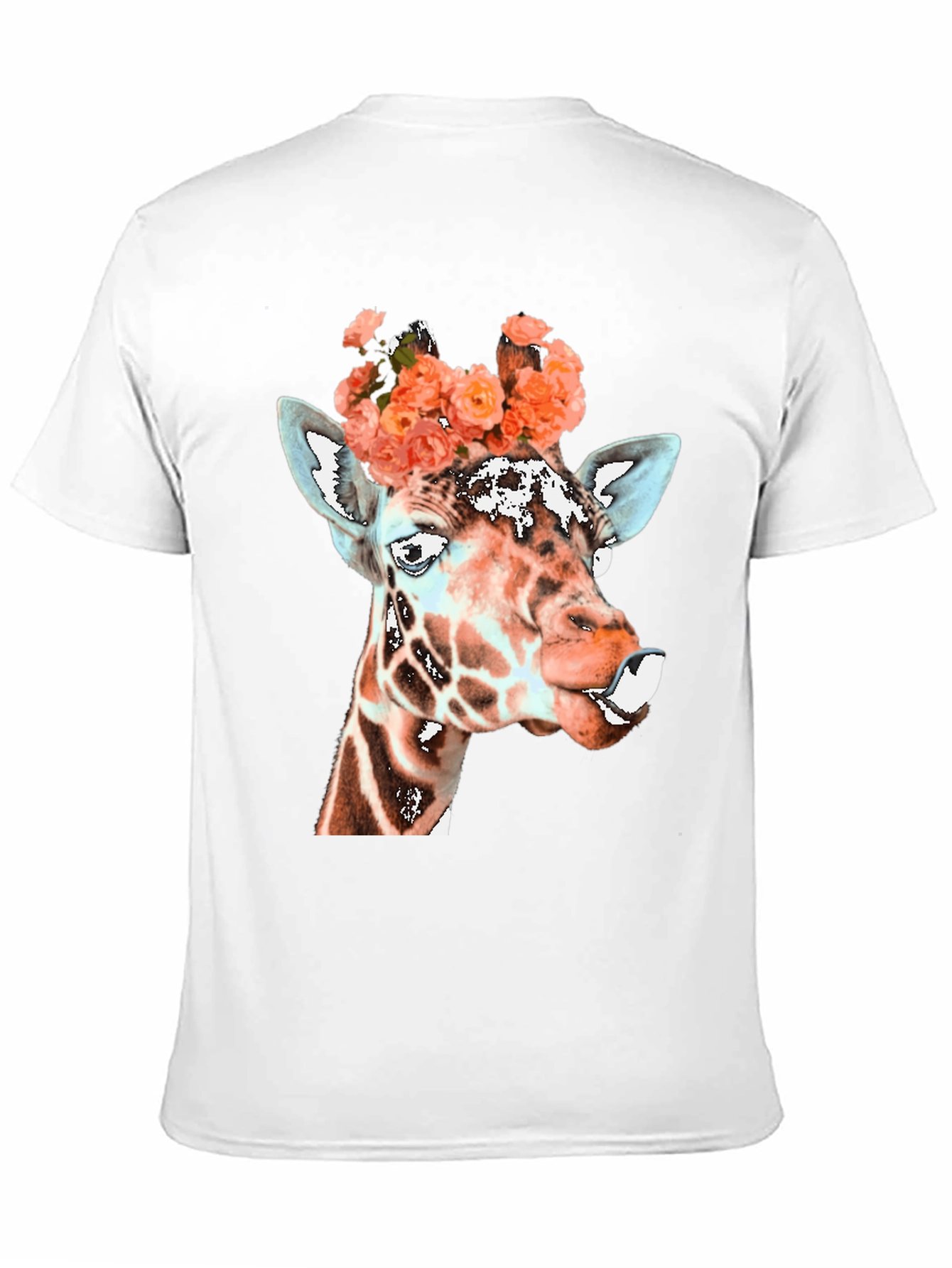 Black Giraffe Floral Crown Graphic Tee - Unique Animal Shirt view 11