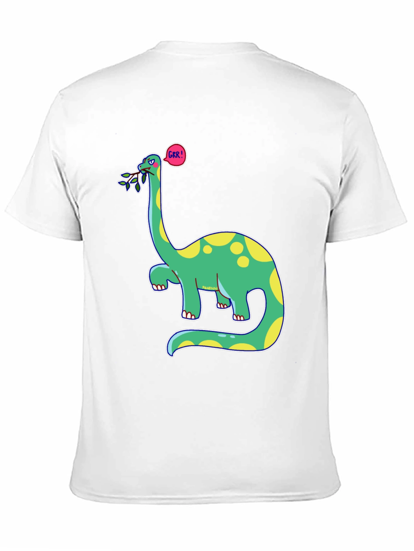Black Dino GRR! Black T-Shirt - Cartoon Brontosaurus Tee view 11
