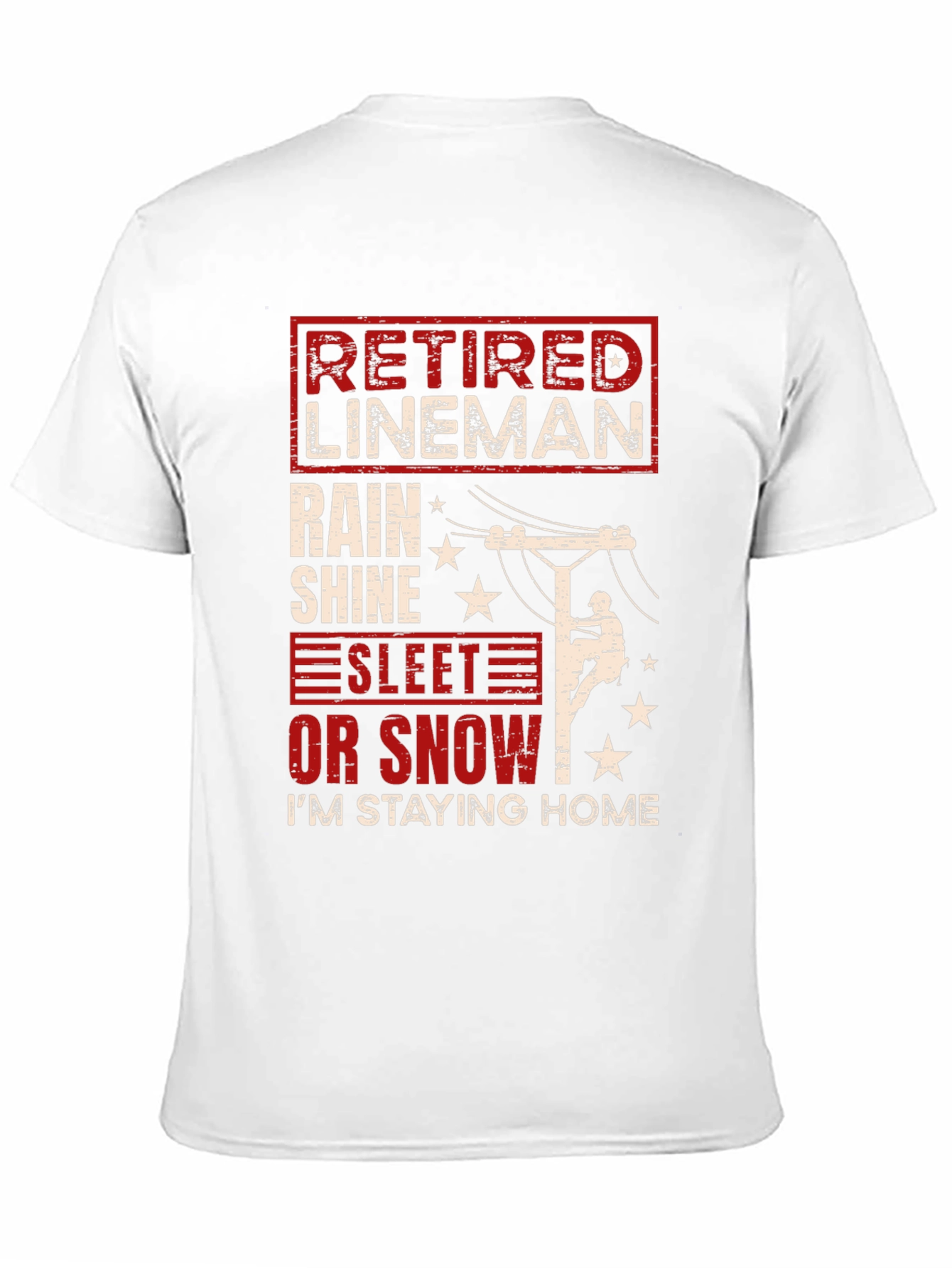 Black Retired Lineman T-Shirt - Stay Home in Style view 11