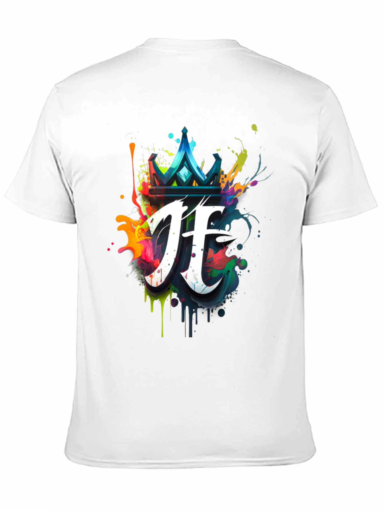 Black Crown & Initial Graphic Black T-Shirt view 11