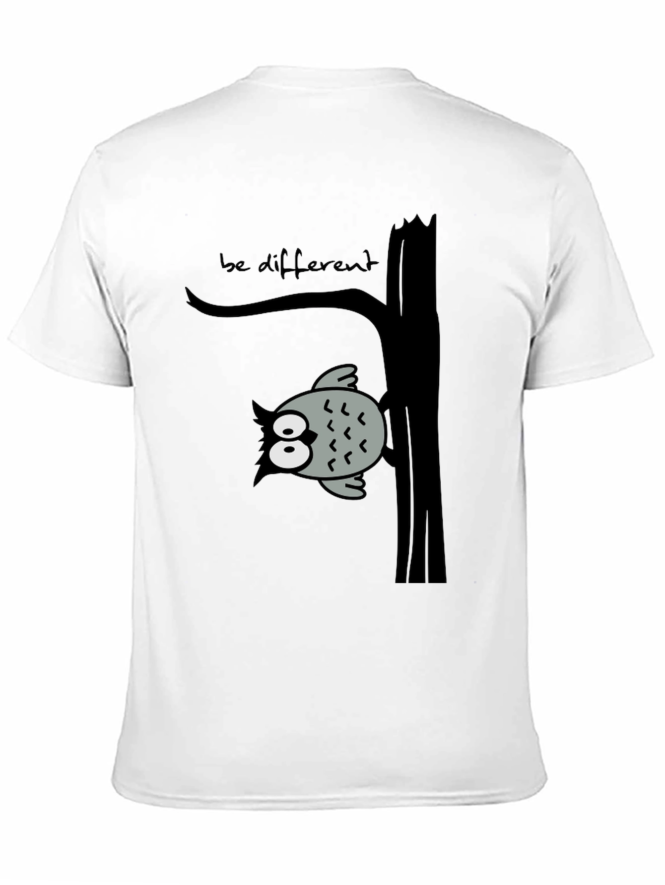 Black Be Different Owl Tree Black T-Shirt view 11