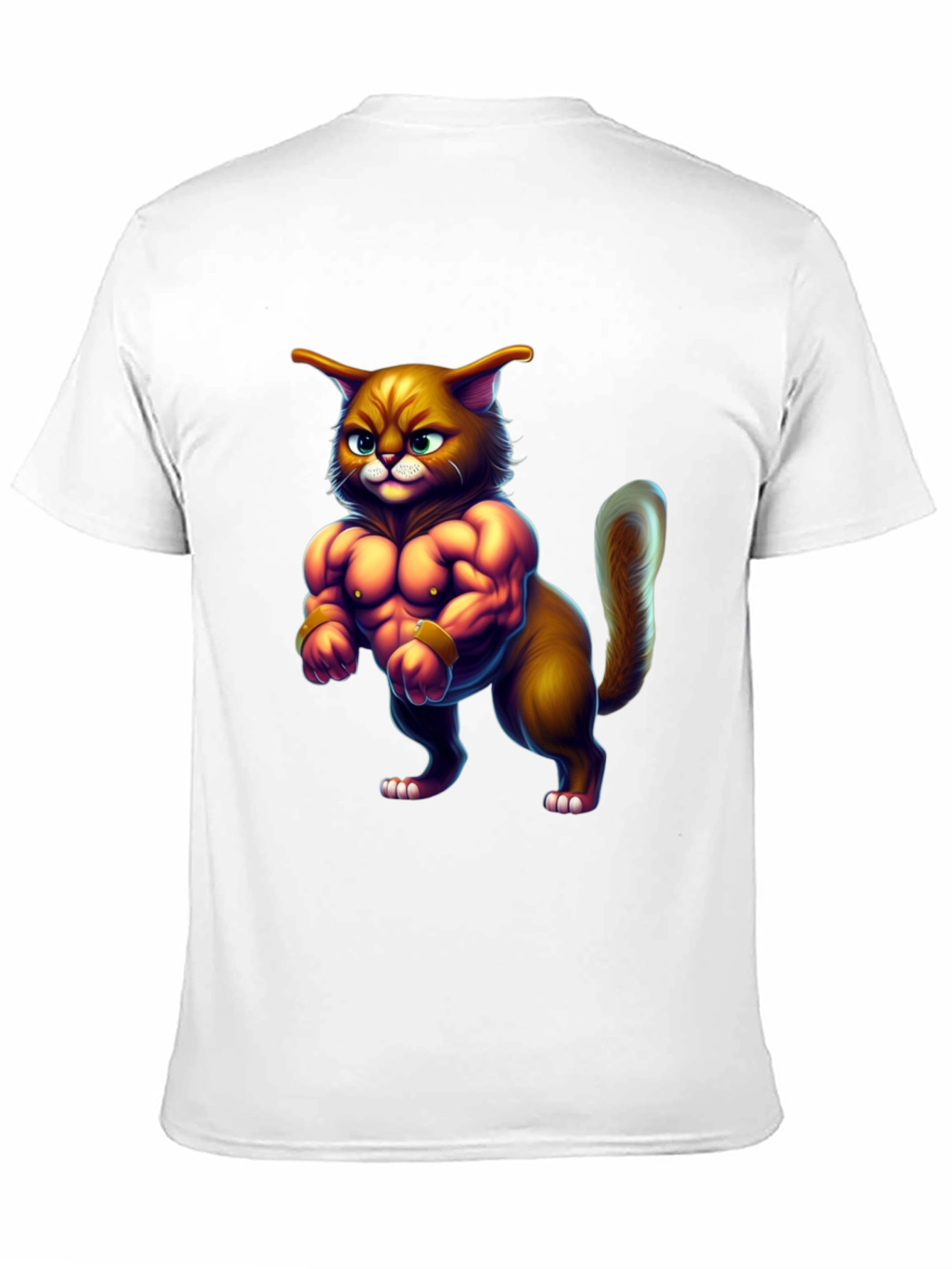 Black Buff Cat Graphic Tee - Funny Gym Cat T-Shirt view 11