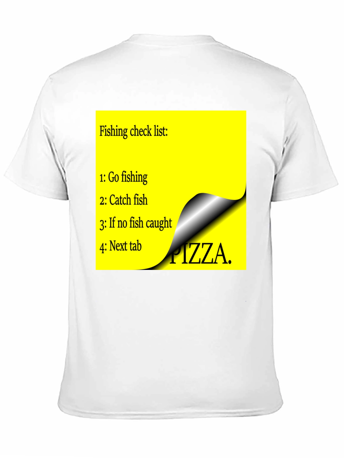 Black Fishing Check List T-Shirt - Funny Pizza Option view 11