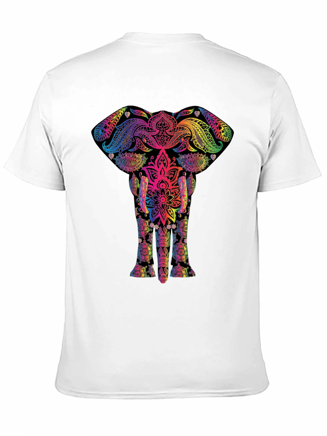 Black Vibrant Elephant Mandala Graphic Tee - Black view 11