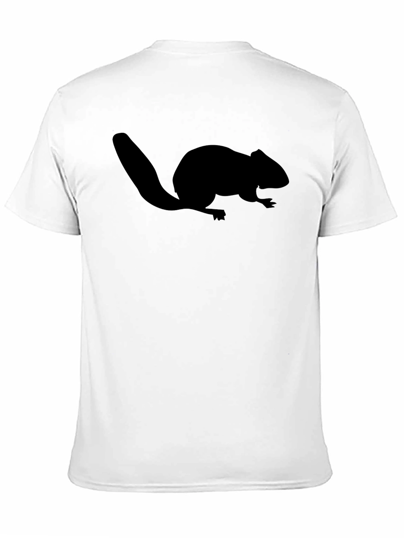 Black Beaver Silhouette Graphic Tee - Classic Crew Neck Black T-Shirt view 11