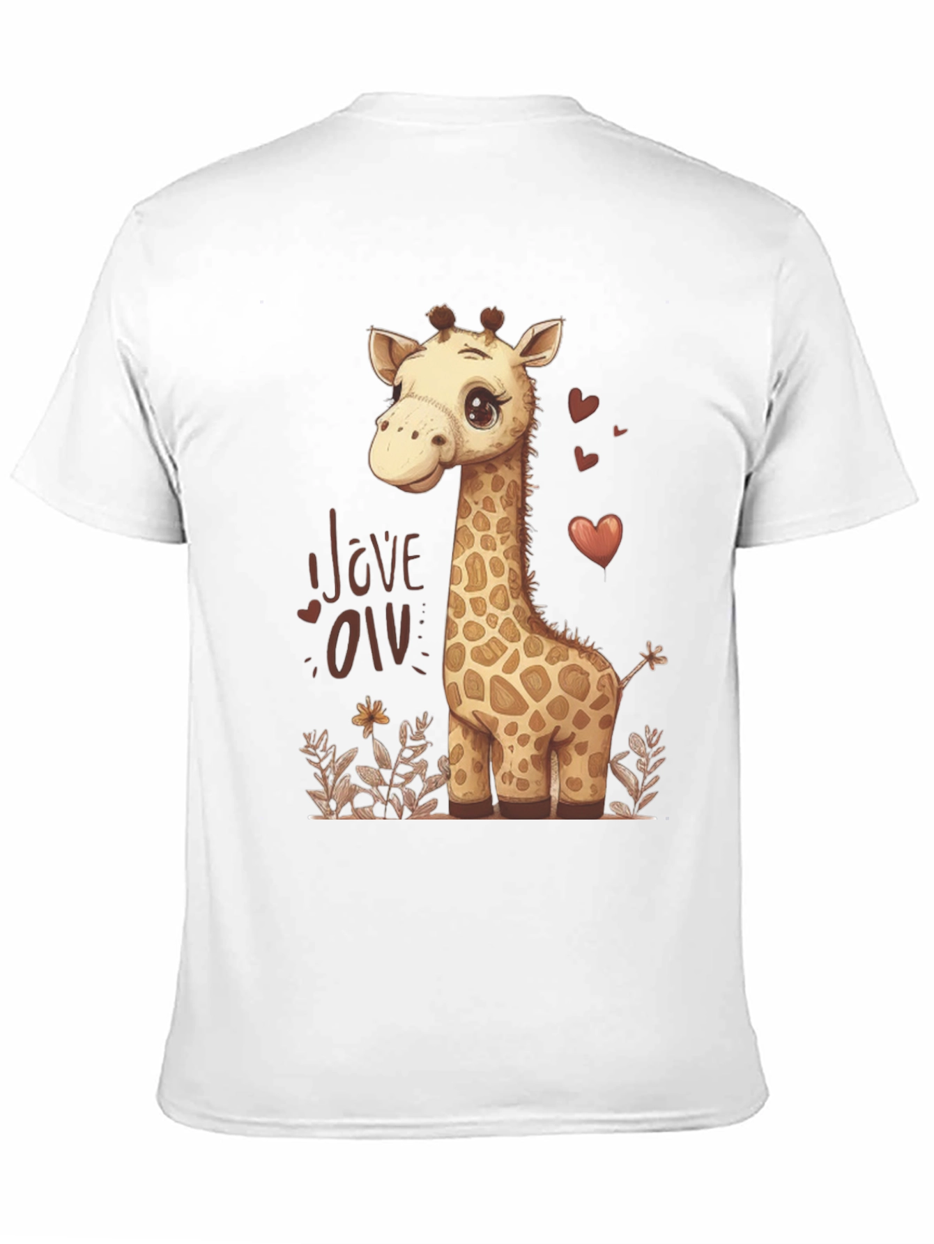 Black Cute Giraffe Love Graphic T-Shirt - Black view 11