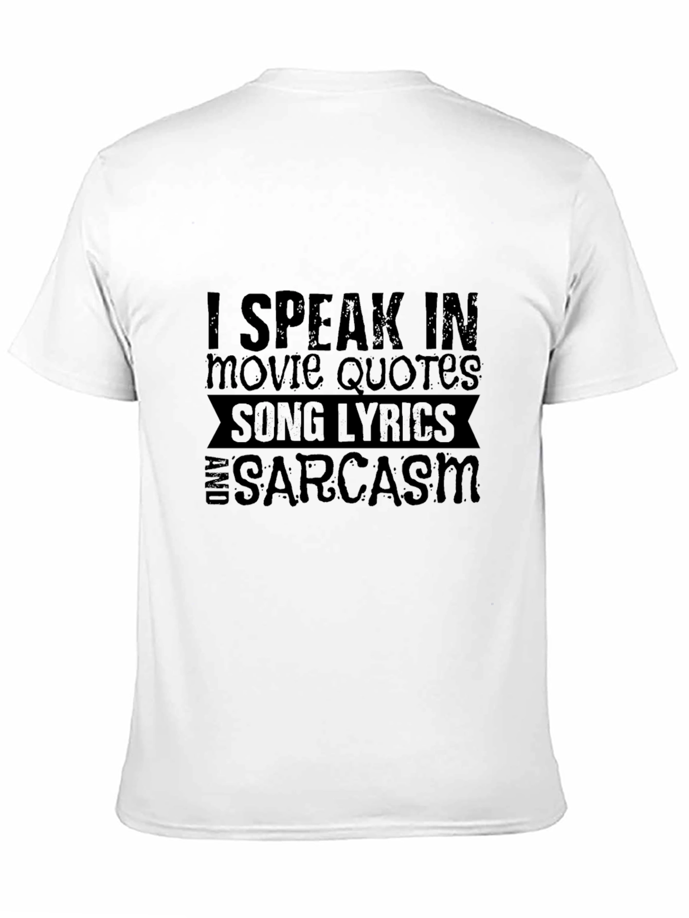 Black Humorous "I Speak in Movie Quotes" Black Graphic Tee view 11