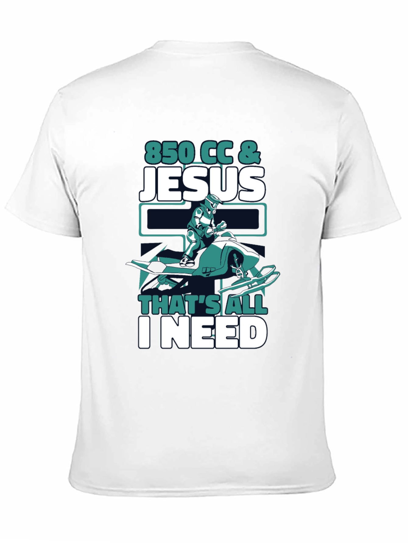 Black 850 CC & Jesus T-Shirt - Snowmobile Graphic Tee view 11