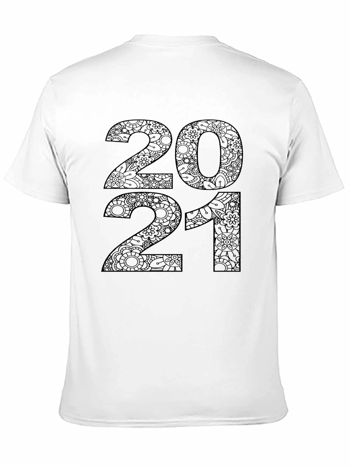 Black 2021 Floral Pattern Black T-Shirt view 11