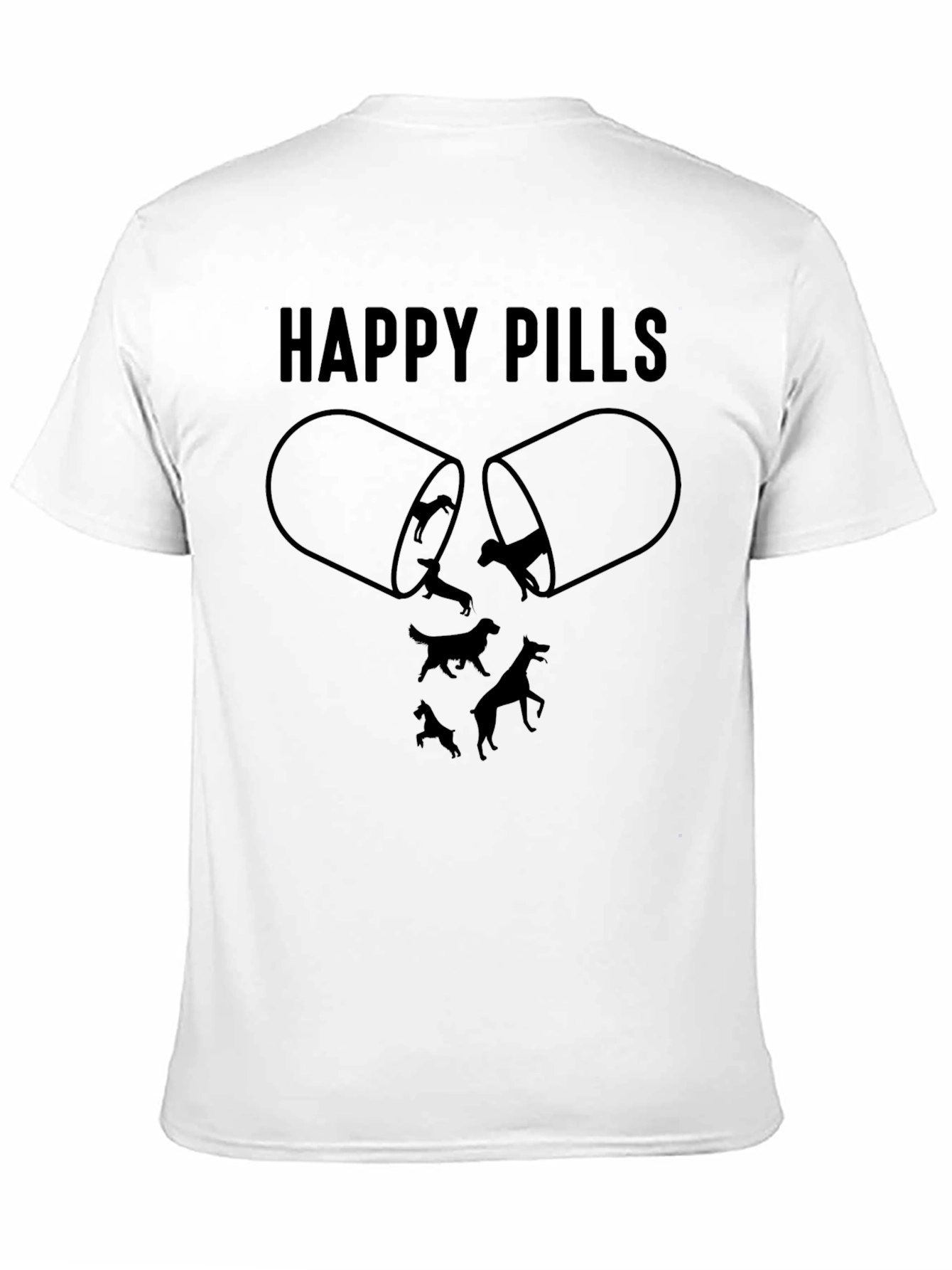 Black Happy Pills Dog Graphic T-Shirt, Black view 11