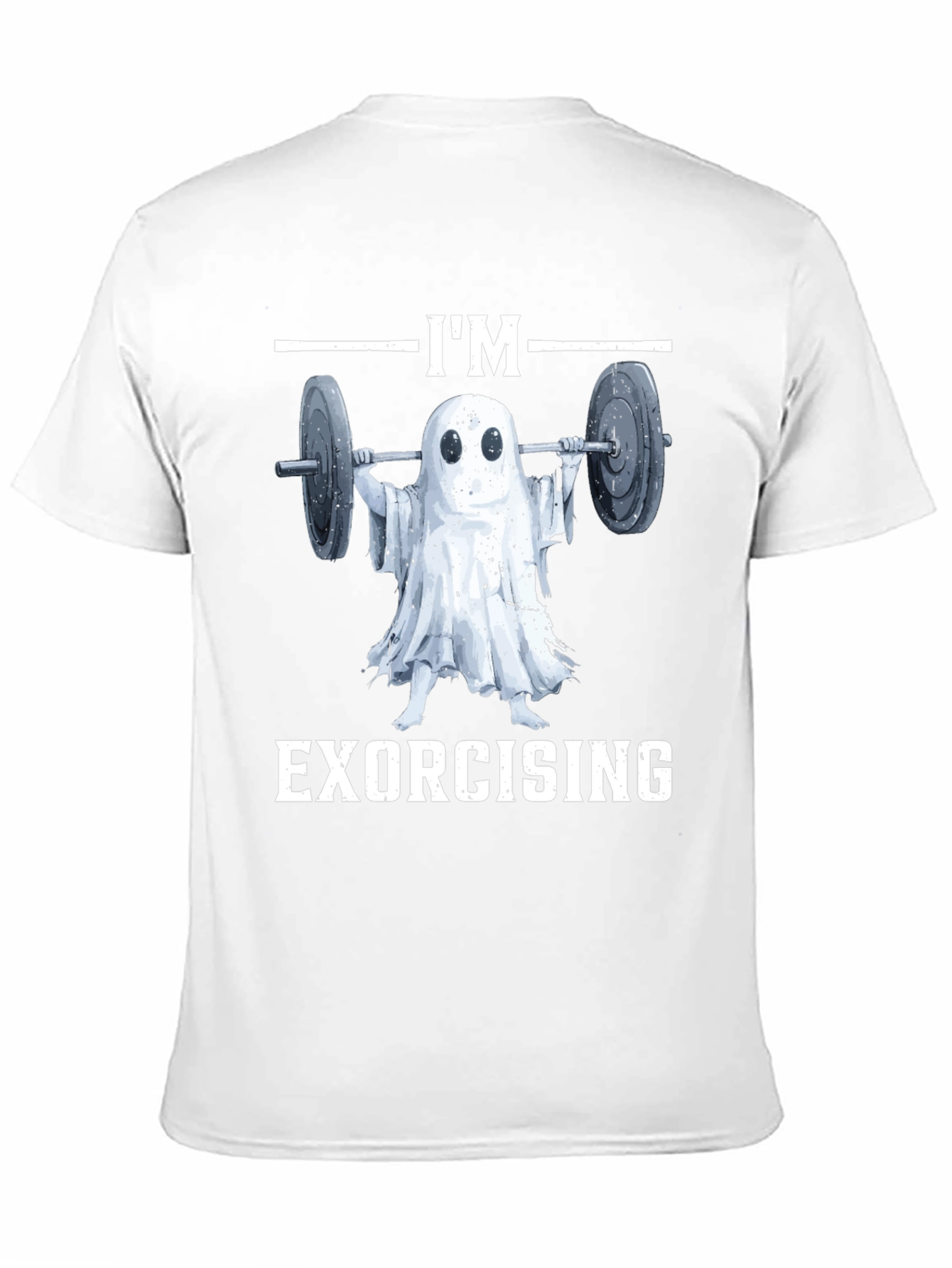Black Funny Ghost Exorcising Workout T-Shirt view 11