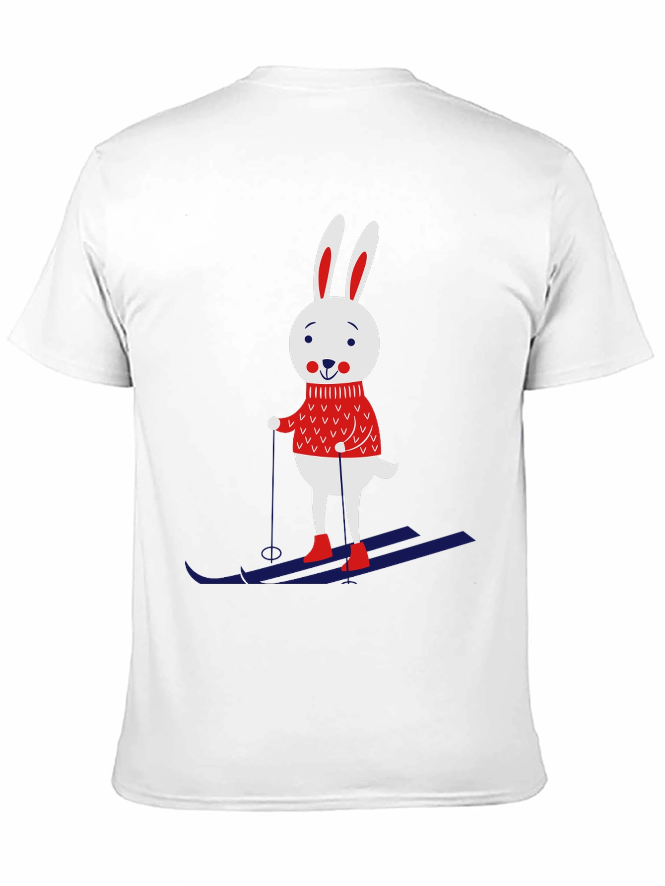 Black Skiing Rabbit Graphic Tee - Black Cotton T-Shirt view 11